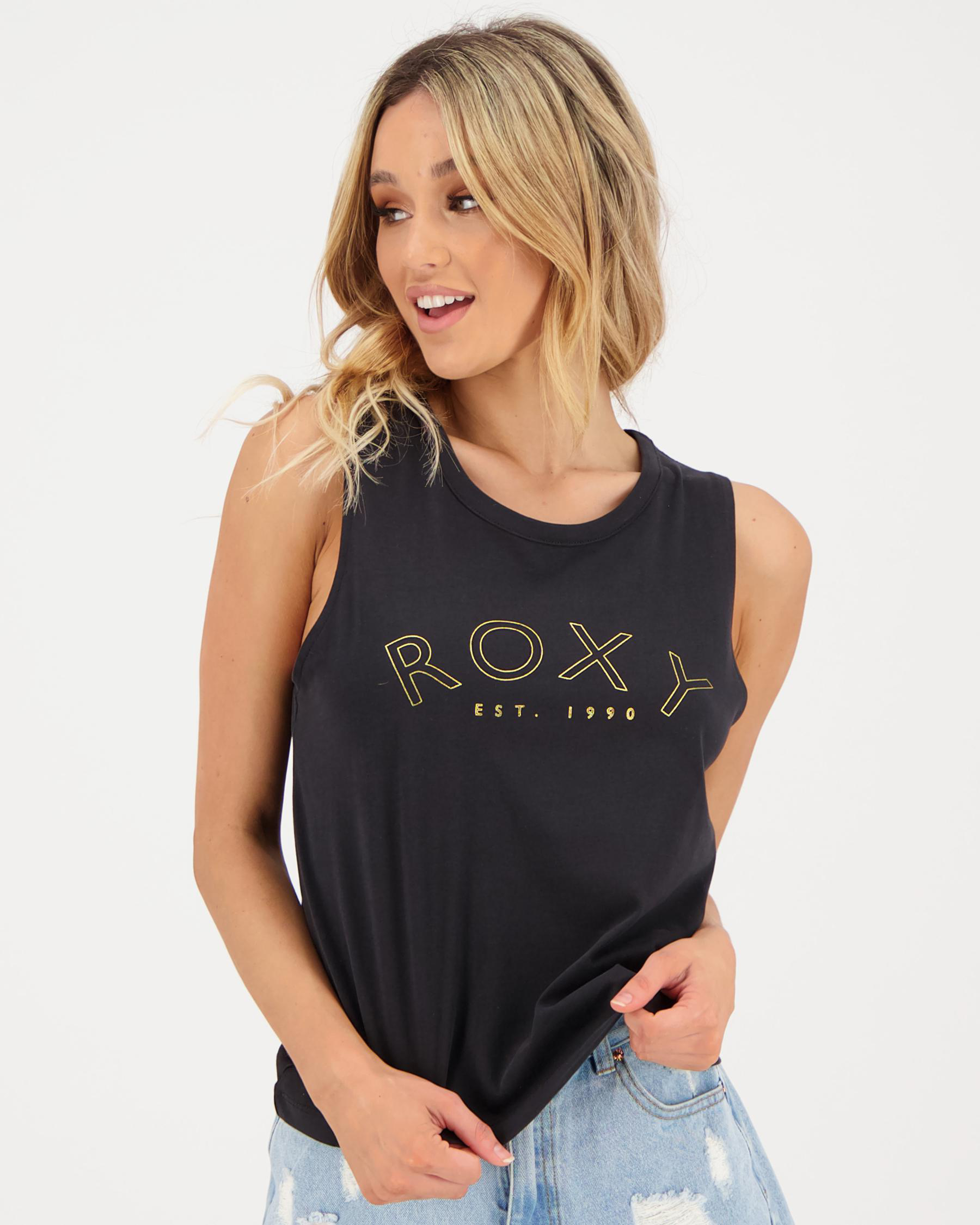 Roxy Only True Love Tank Top In True Black - Fast Shipping & Easy ...