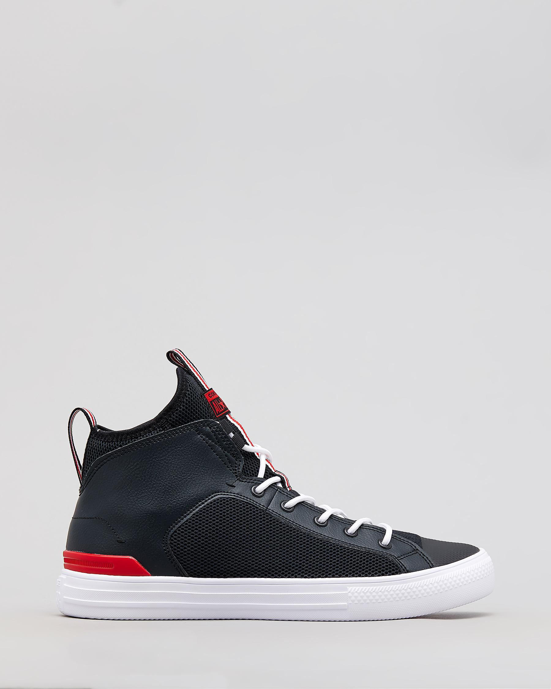 Shop Converse All Star Ultra Mid Shoes In Black/university Red-whit ...