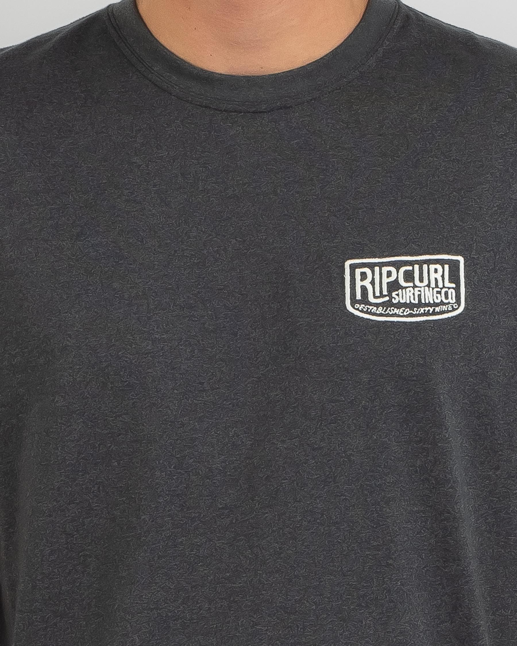 Shop Rip Curl Established T-Shirt In Black Marle - Fast Shipping & Easy ...