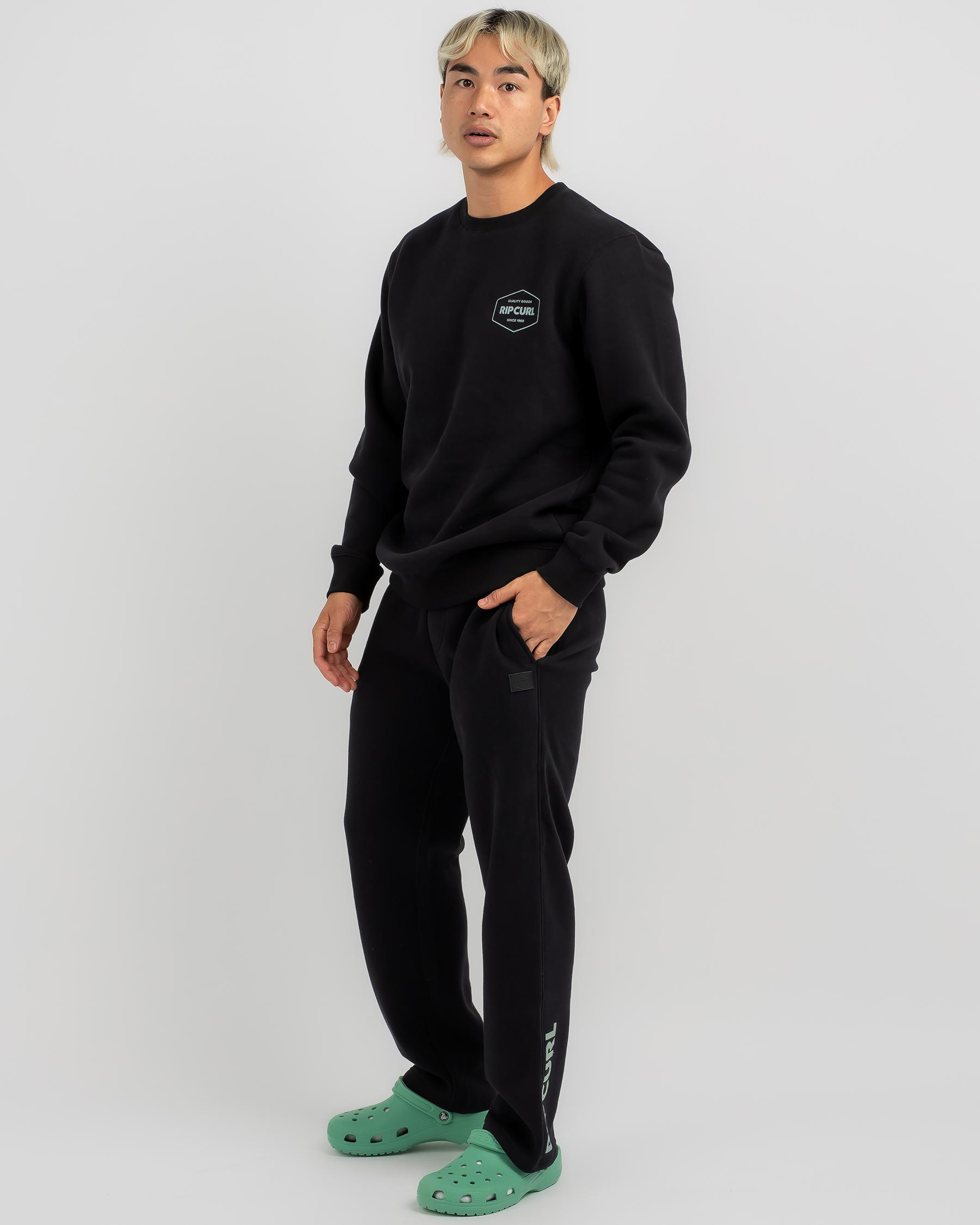 Shop Rip Curl Stapler Track Pants In Black - Fast Shipping & Easy ...