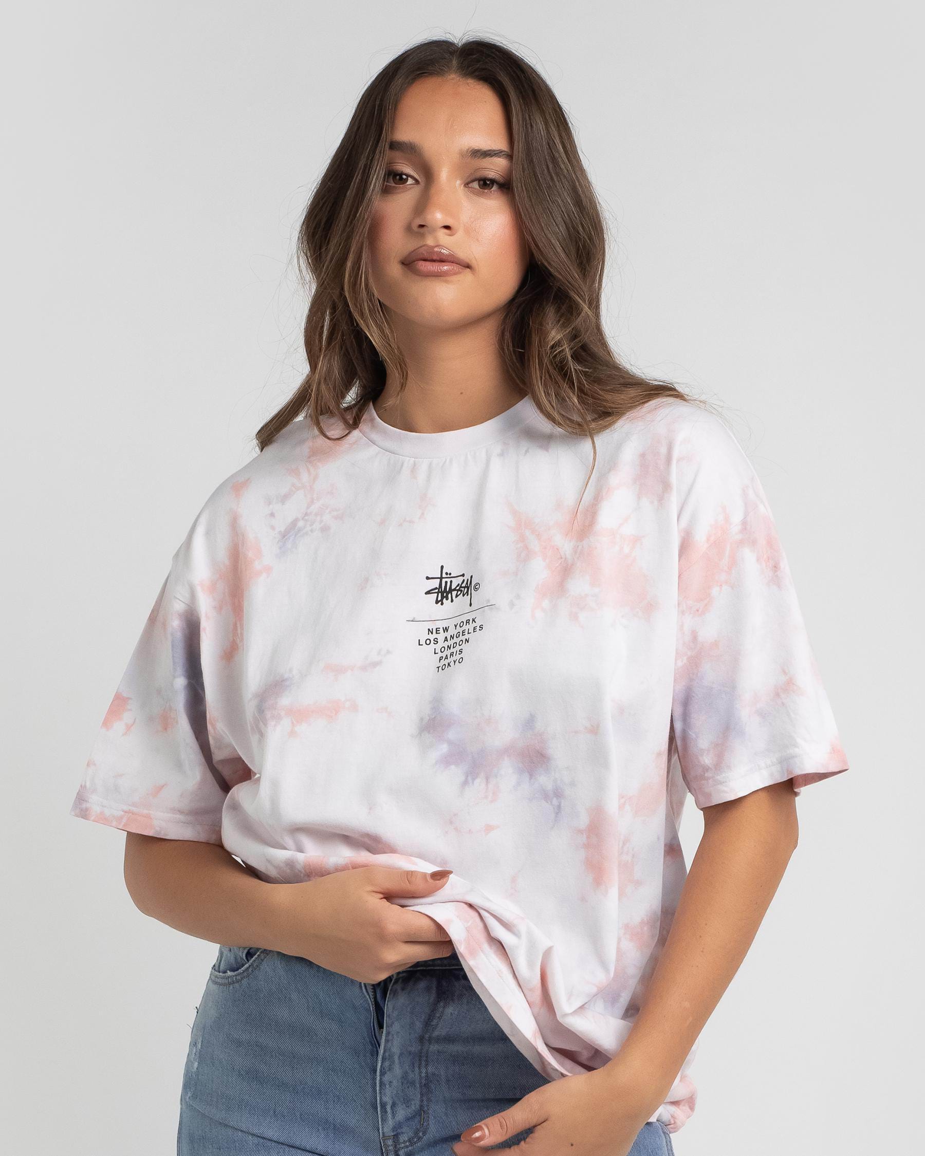 Shop Stussy Florida Tie Dye T-Shirt In Blush - Fast Shipping & Easy ...