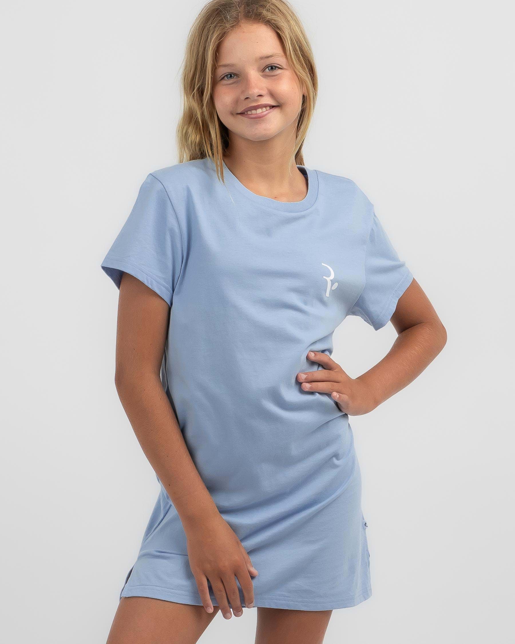 Rusty Girls' Signature Tee Dress In Glacial Blue - Fast Shipping & Easy ...