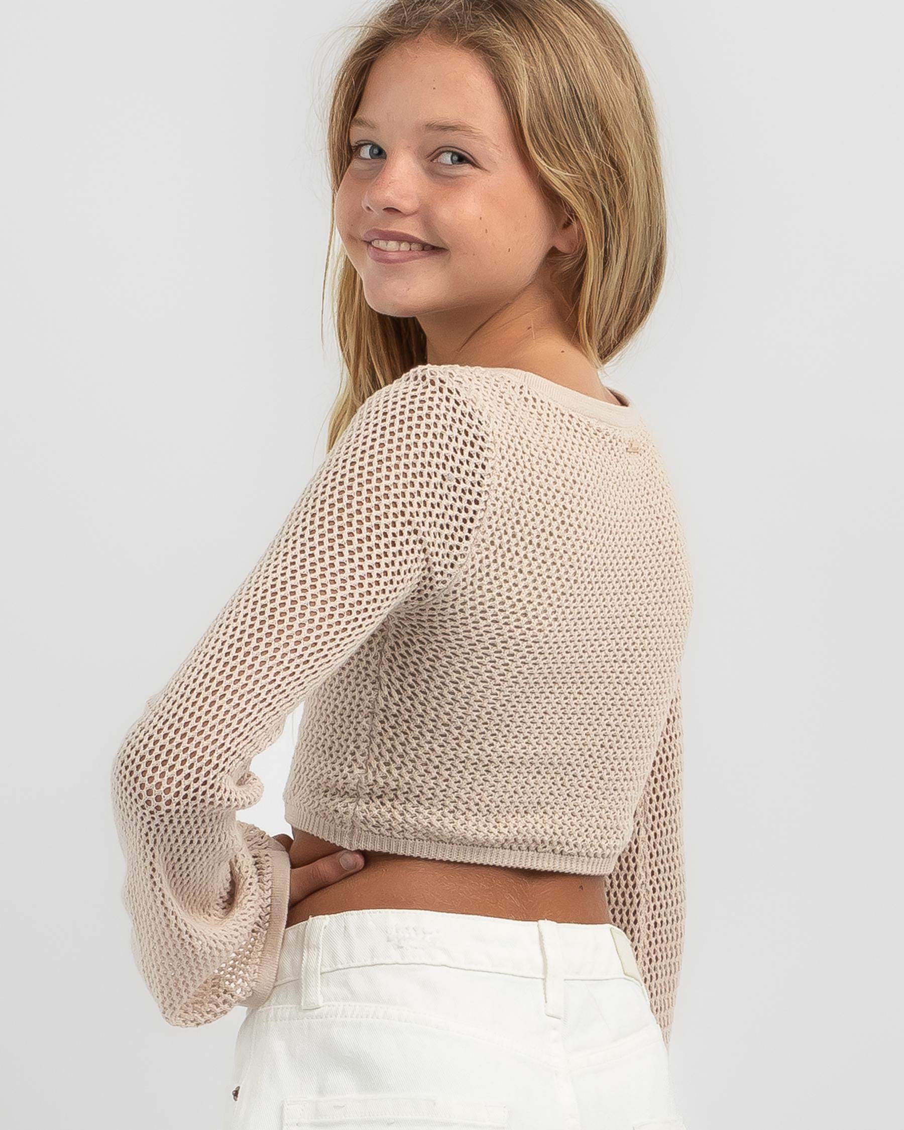 Shop Mooloola Girls' Tomorrowland Crochet Top In Taupe - Fast Shipping ...