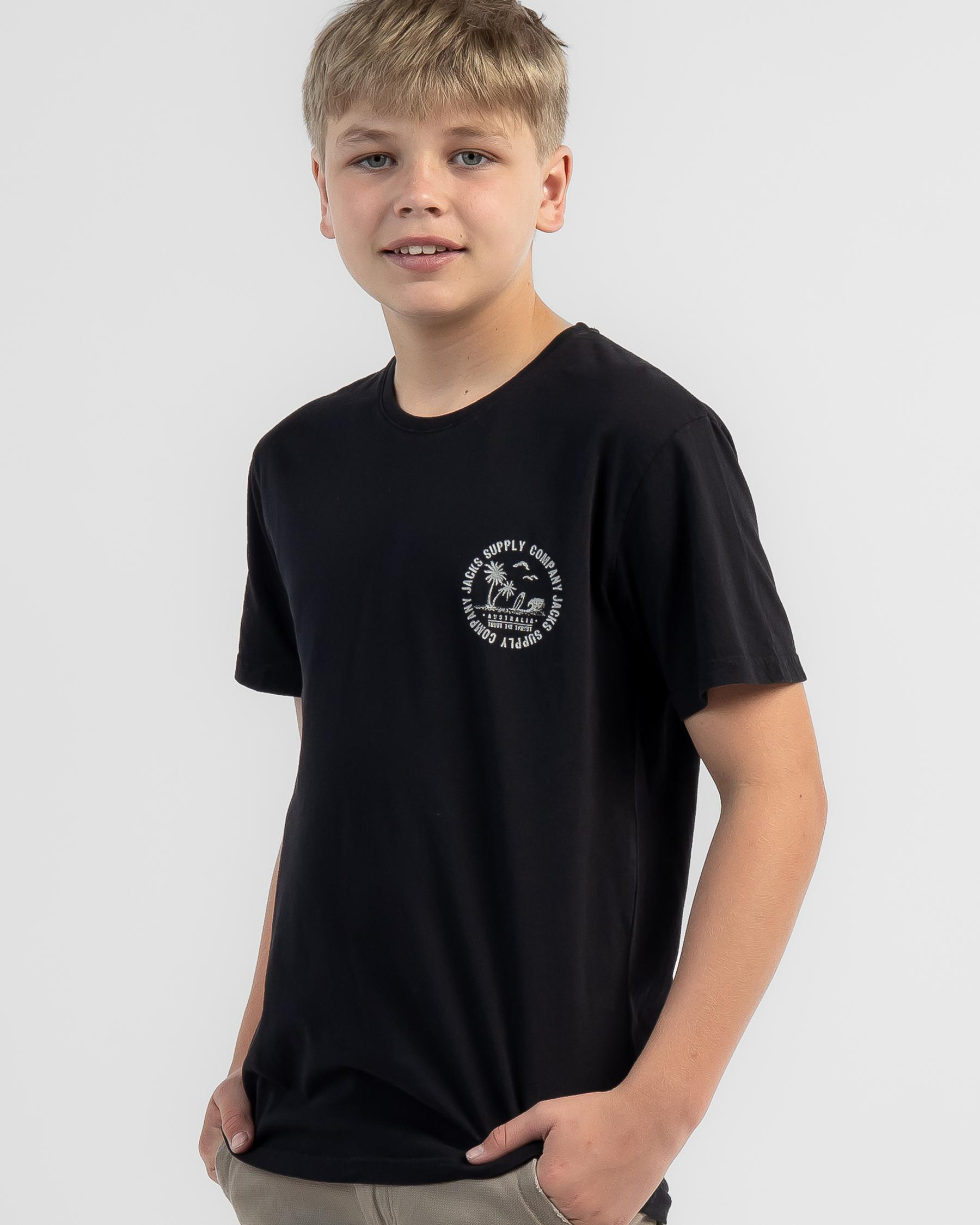 Shop Jacks Boys' Counter T-Shirt In Overdye Black - Fast Shipping ...