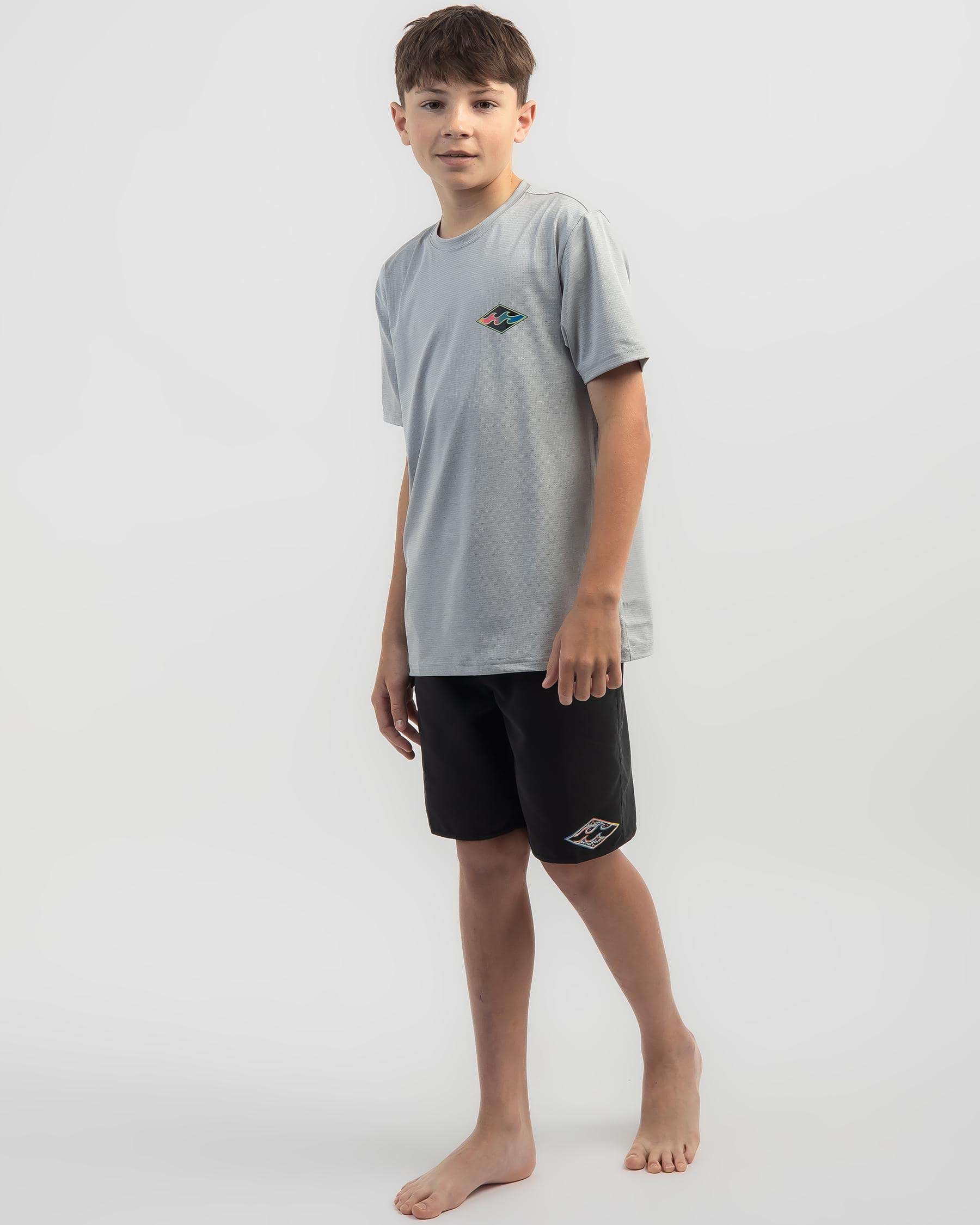 Shop Billabong Boys' Diamond Shoreline Short Sleeve Wet Shirt In Light ...