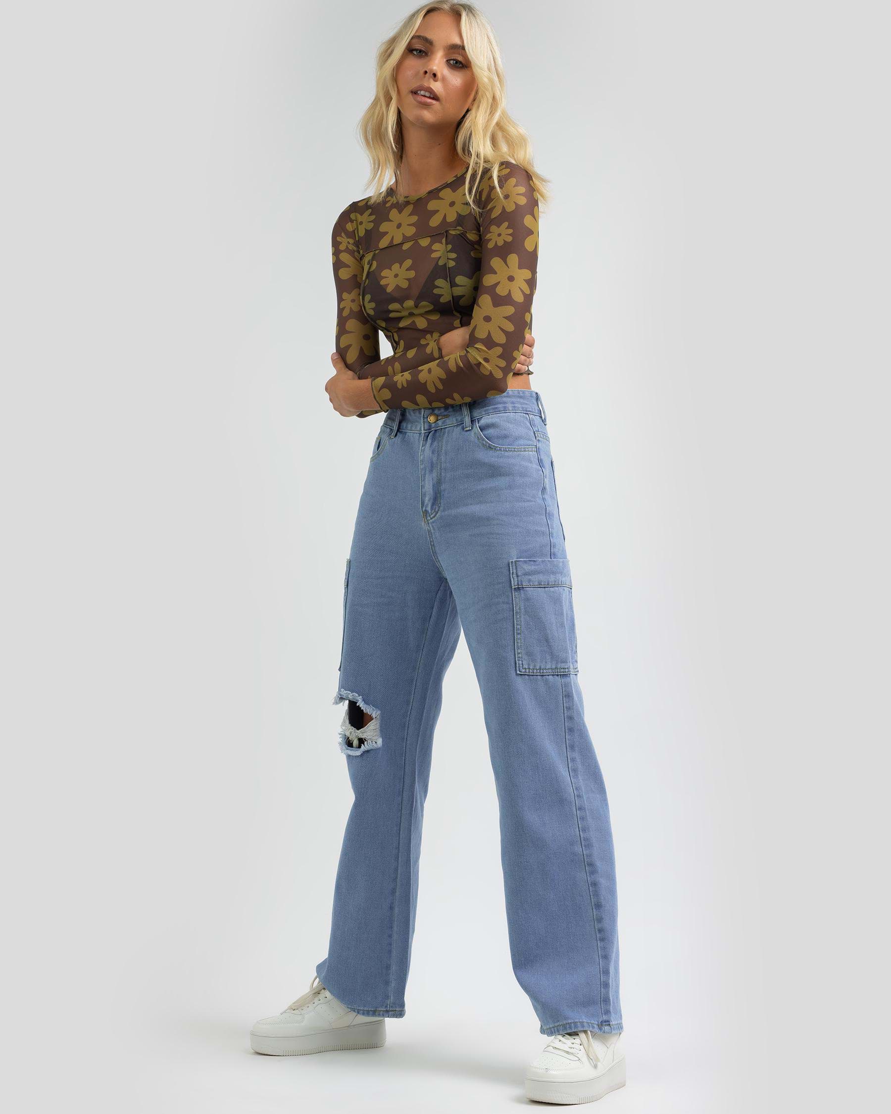 Shop MRKT. Jessica Jeans In Mid Blue - Fast Shipping & Easy Returns ...