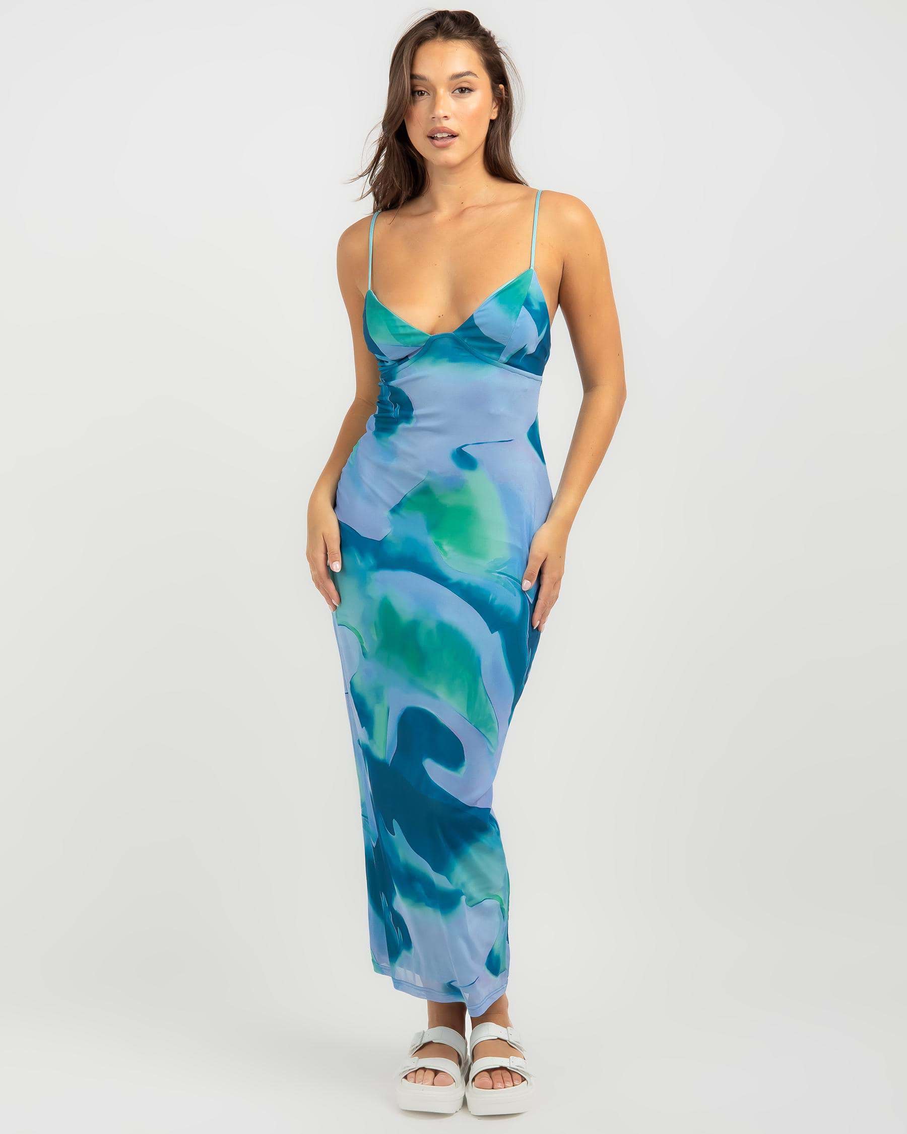 Shop Ava And Ever Emily Maxi Dress In Blue Print - Fast Shipping & Easy ...