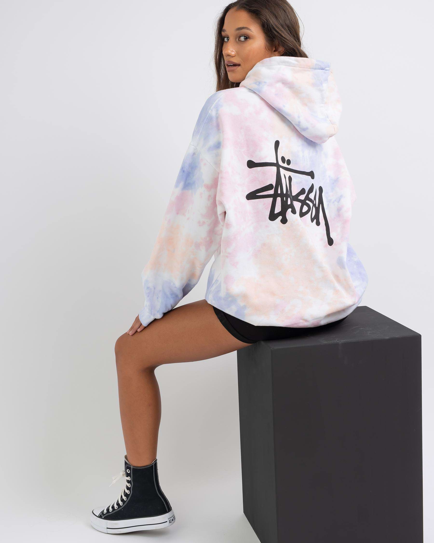 Shop Stussy Graffiti Oversized Hoodie In Pink/blue - Fast Shipping ...