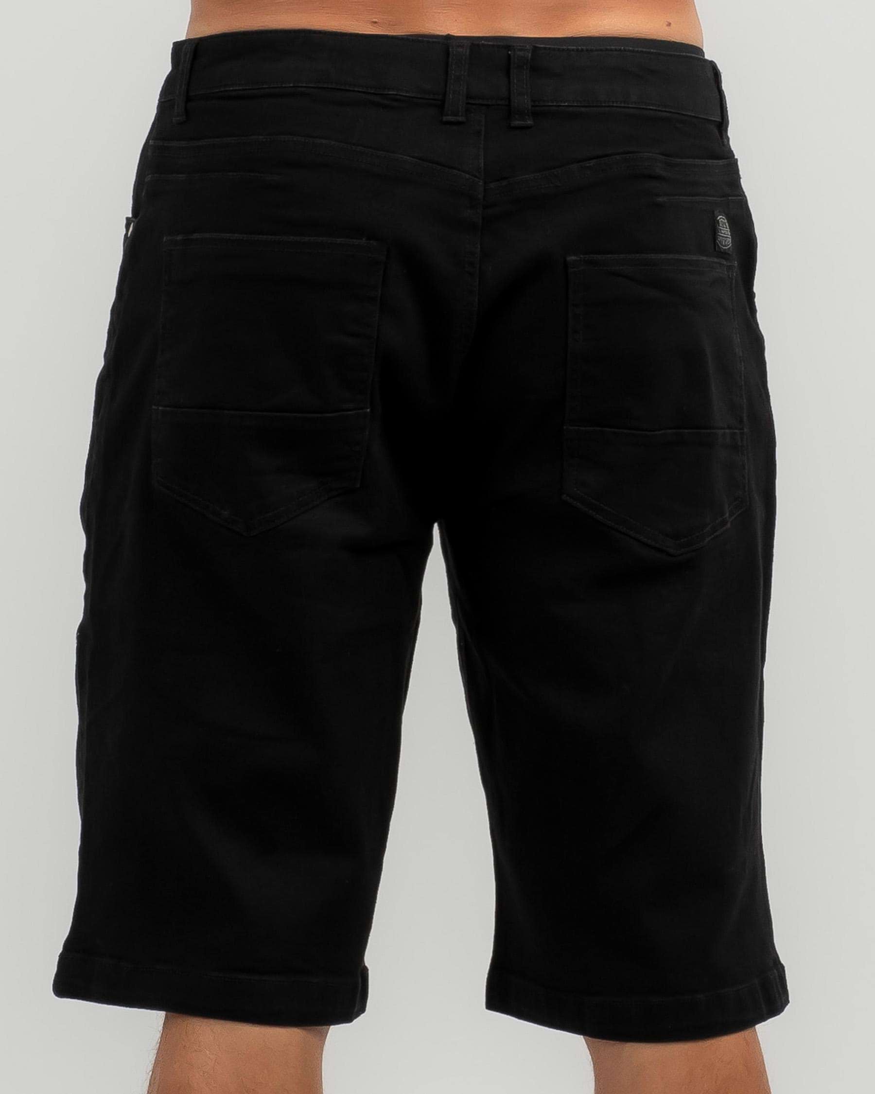 Dexter Collide Walk Shorts In Black Denim - FREE* Shipping & Easy ...