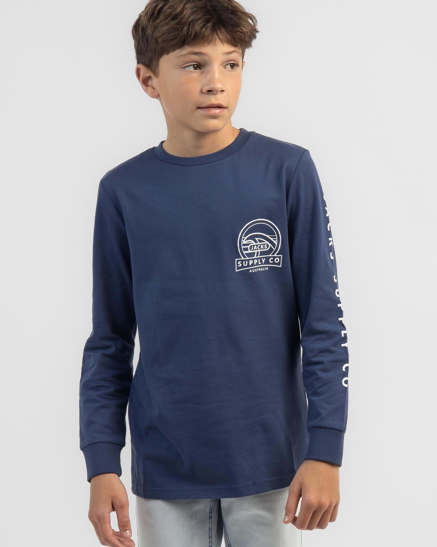 Shop Jacks Boys' Eruption Long Sleeve T-shirt In Slate Blue - Fast 