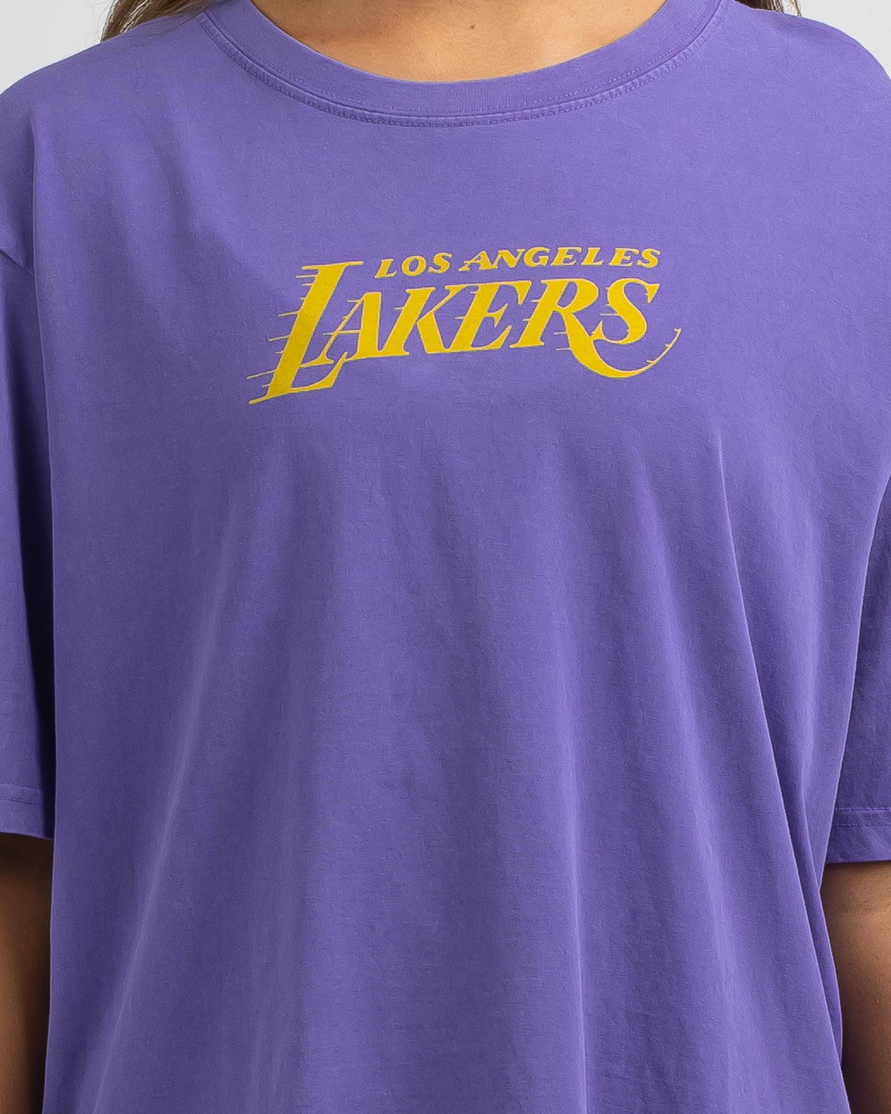 Shop Mitchell & Ness Oversized 1987 Lakers T-Shirt In Purple - Fast ...