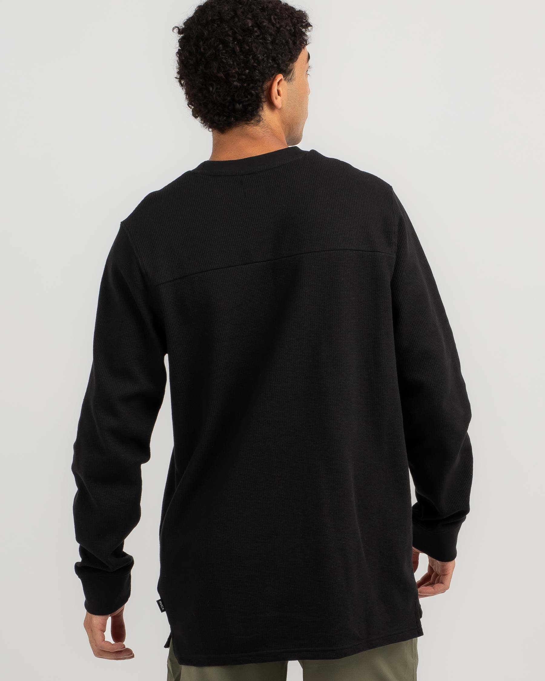 Shop RVCA Haru Waffle Long Sleeve Shirt In Rvca Black - Fast Shipping ...