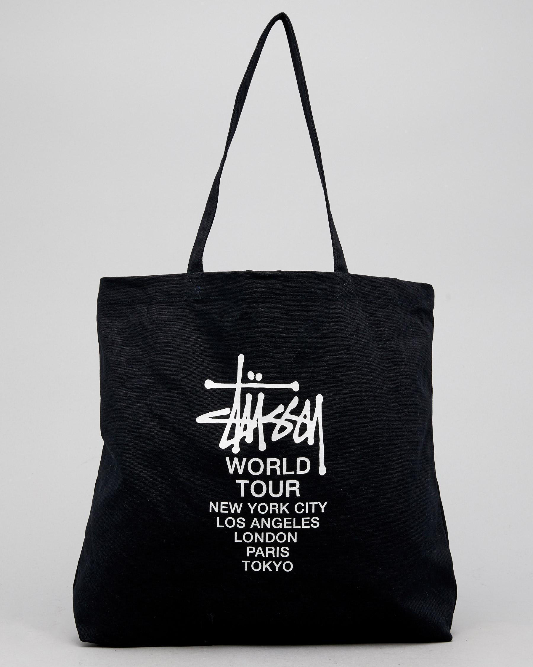 Stussy Graffiti World Tour Tote Bag In Black - Fast Shipping & Easy ...