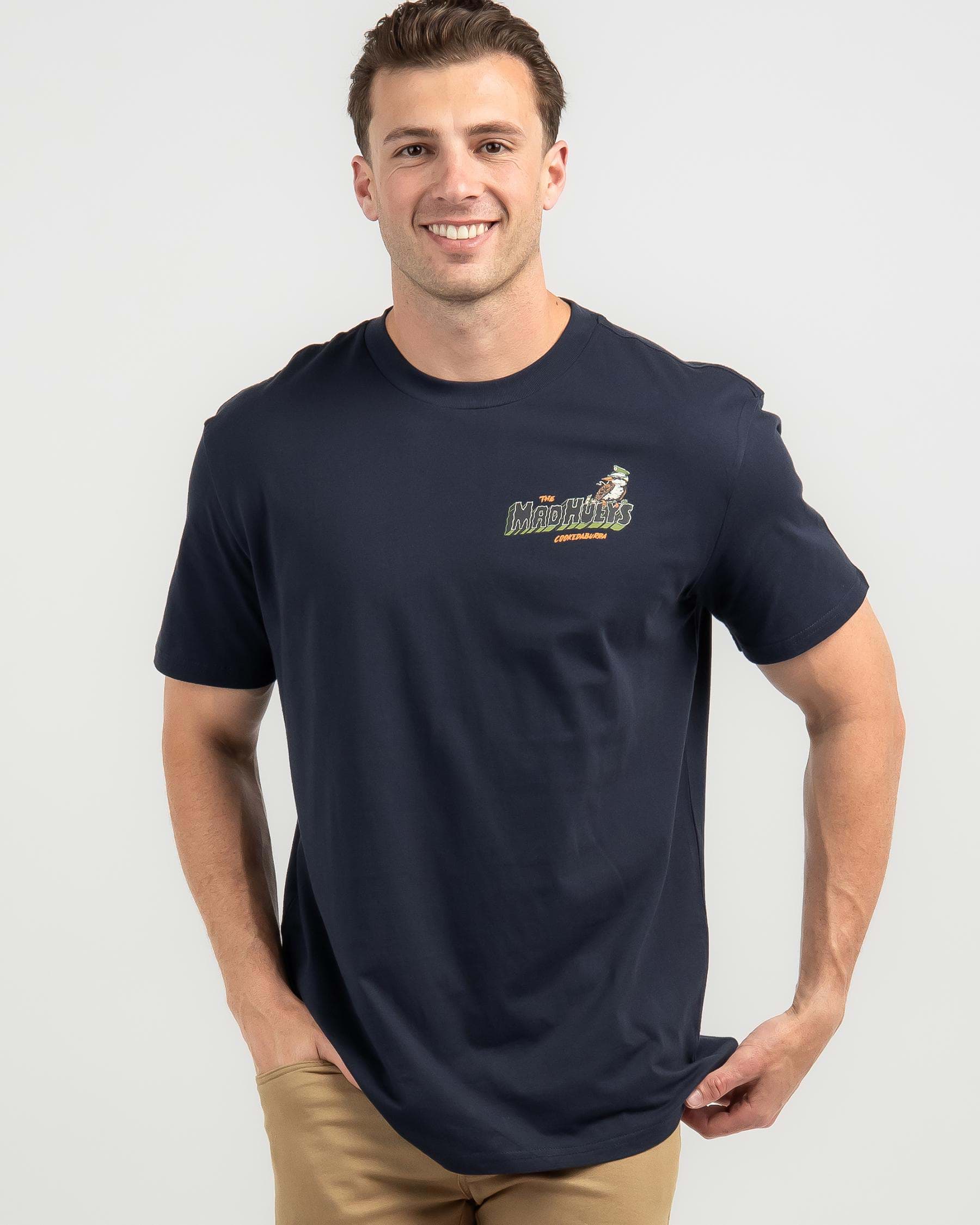 Shop The Mad Hueys CookedAburra III T-Shirt In Navy - Fast Shipping ...