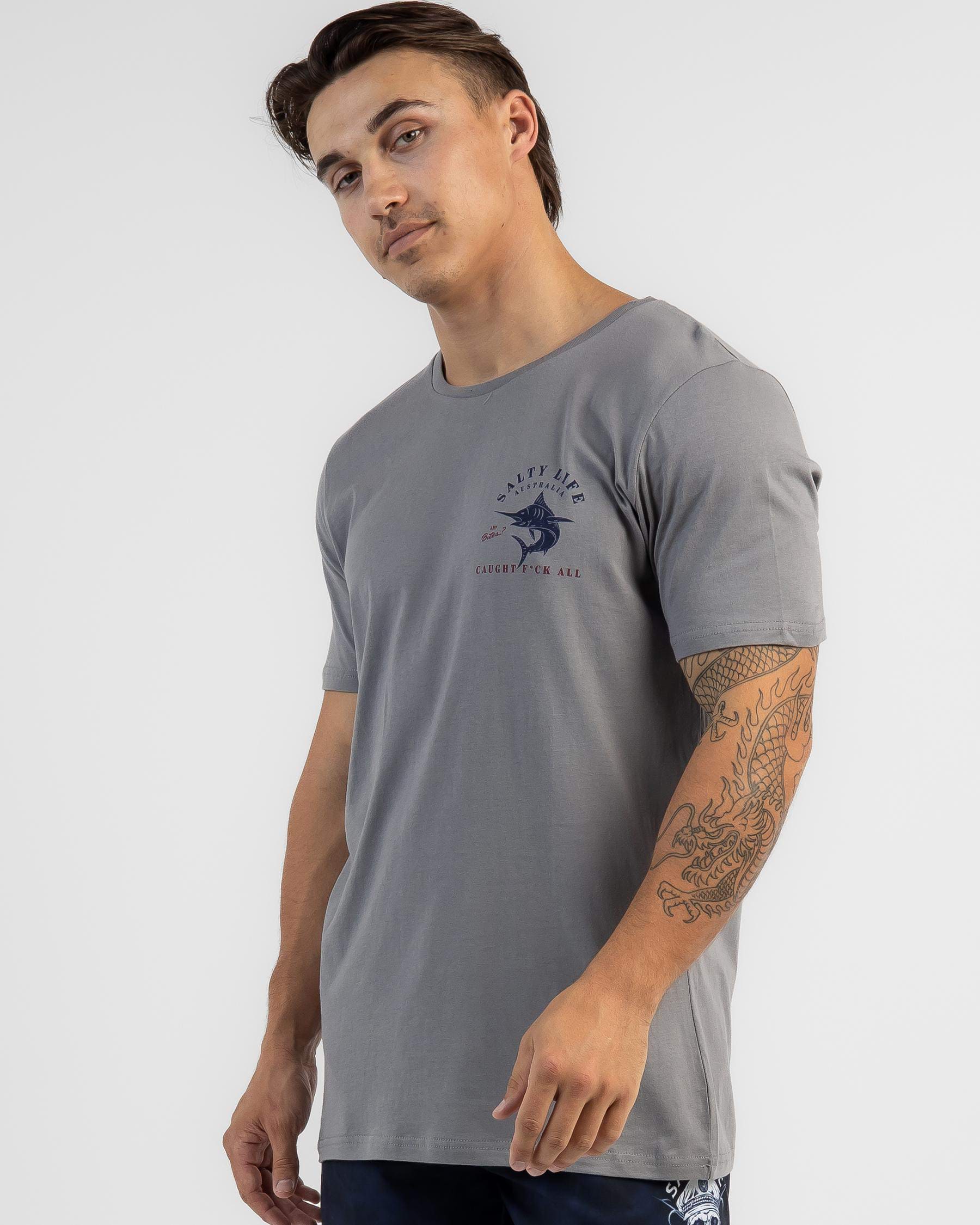 Shop Salty Life Any Bites T-Shirt In Light Grey - Fast Shipping & Easy ...