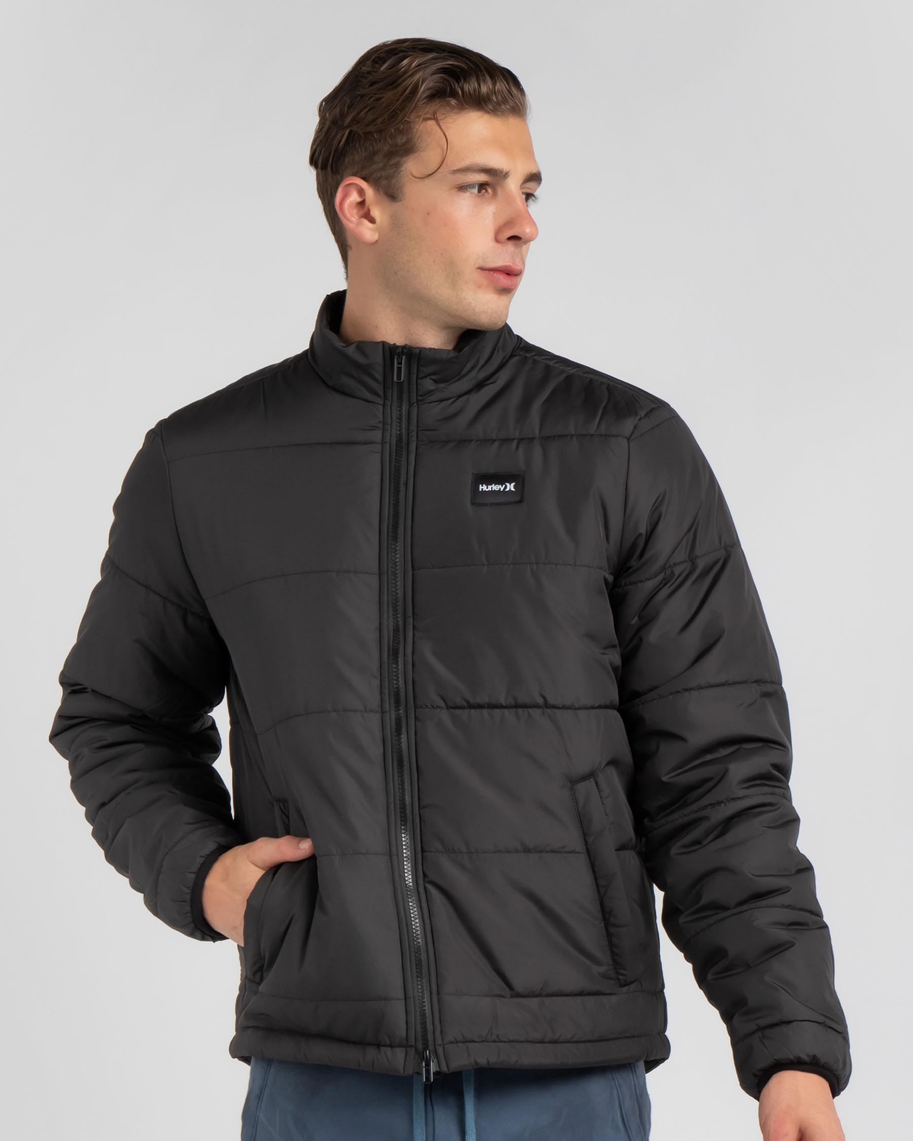 Shop Hurley Puffer Jacket In Black - Fast Shipping & Easy Returns ...