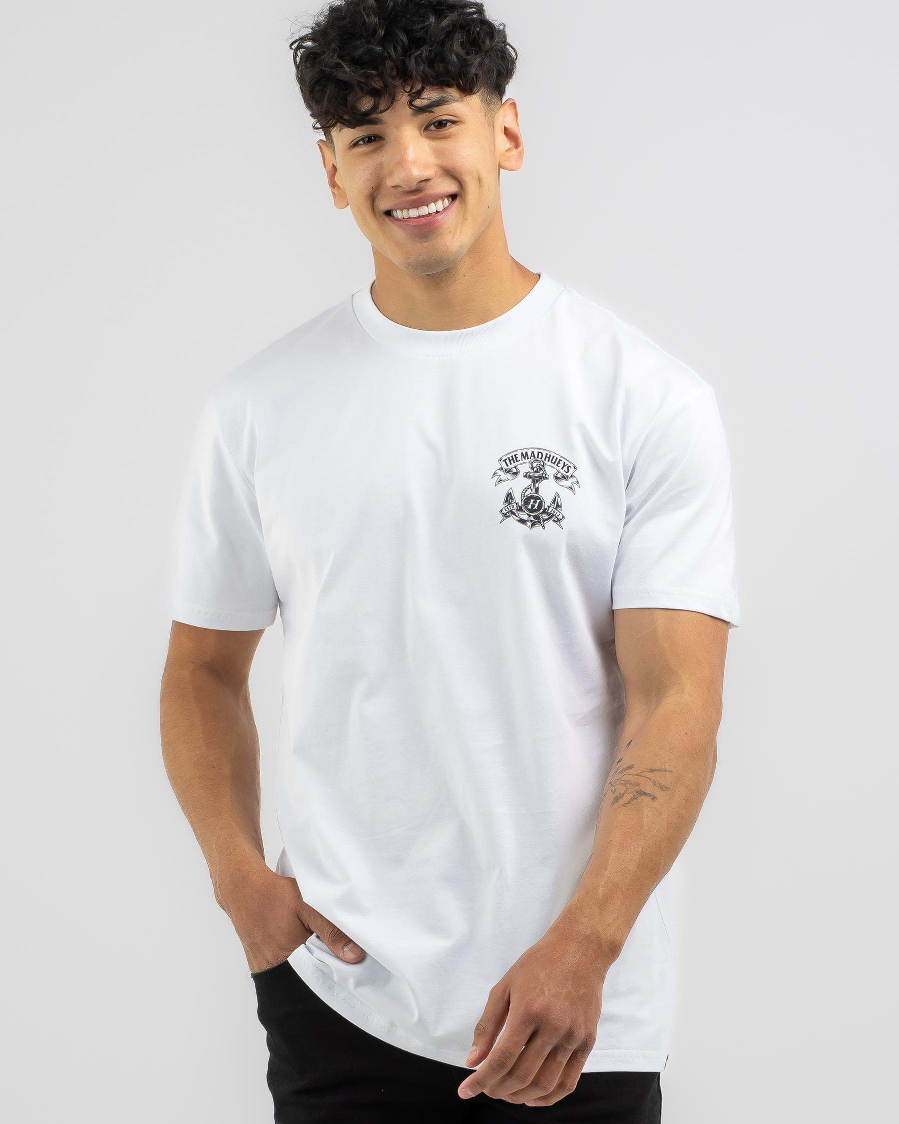 Shop The Mad Hueys Hueys Anchor T-Shirt In White - Fast Shipping & Easy ...