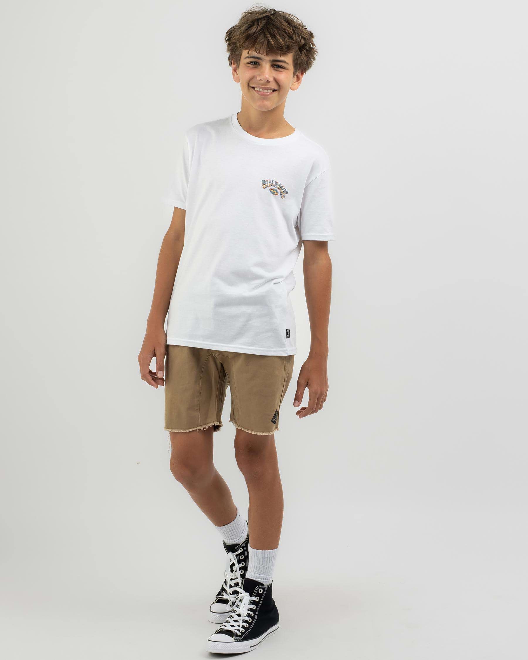 Shop Billabong Boys' Theme Arch Short Sleeve T-Shirt In White - Fast ...