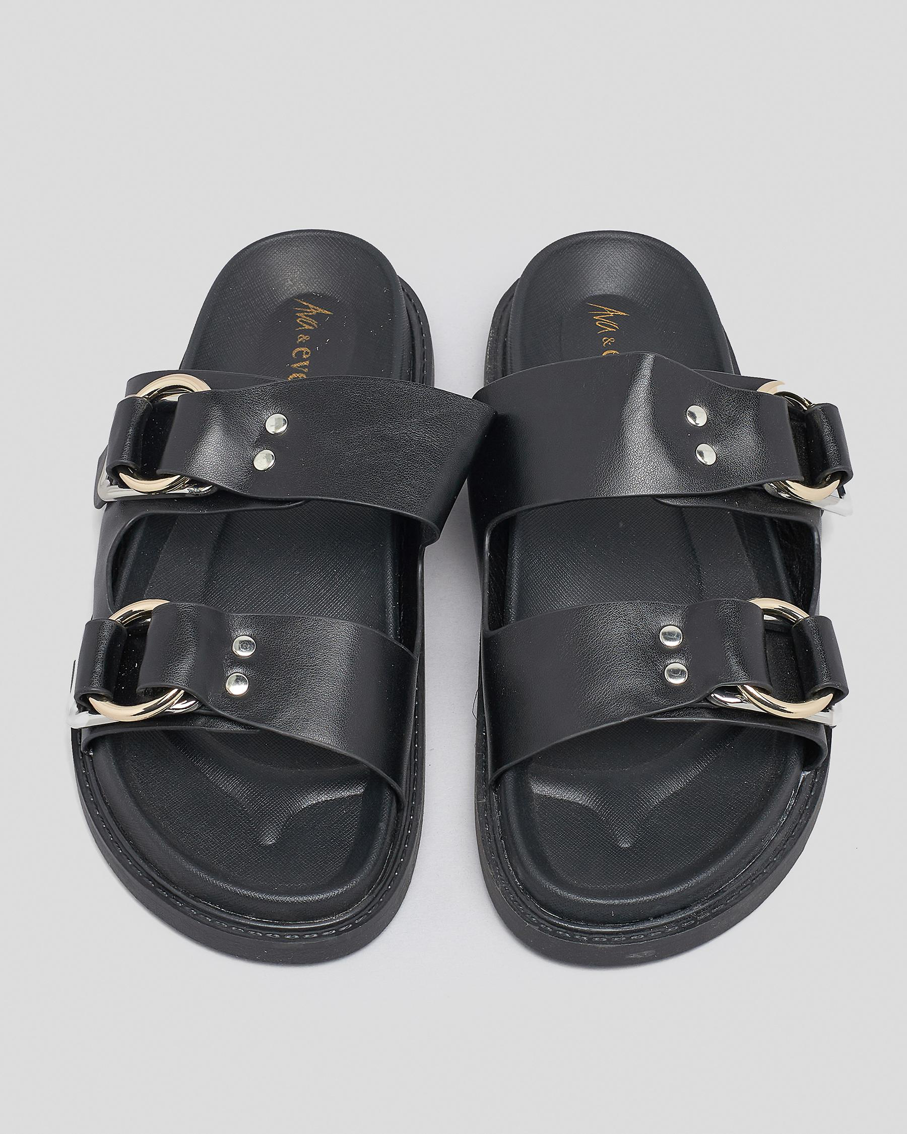 Ava And Ever Bentley Slide Sandals In Black - Fast Shipping & Easy ...
