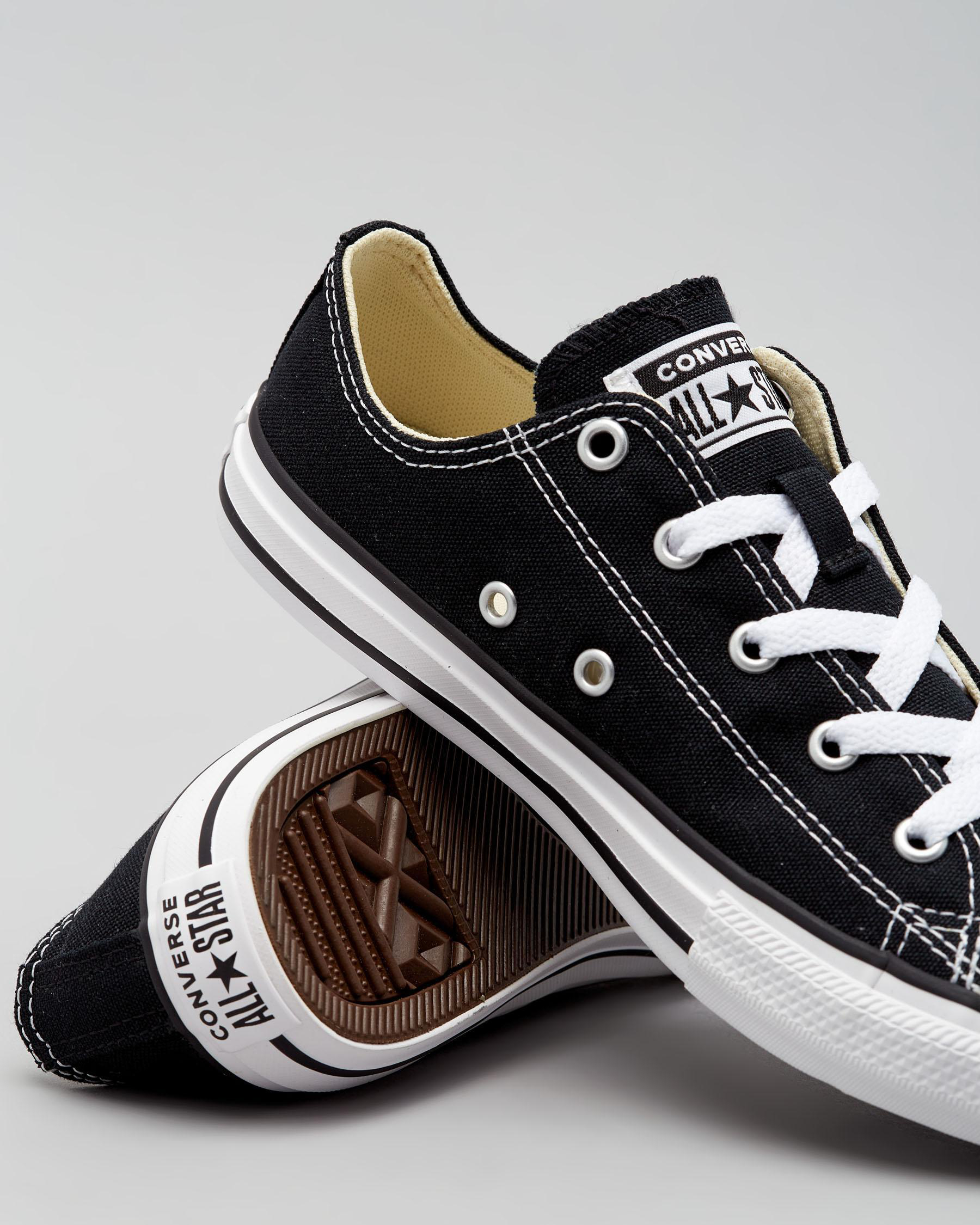 Converse Girls' Chuck Taylor Lo-Cut Shoes In Black/white - Fast ...