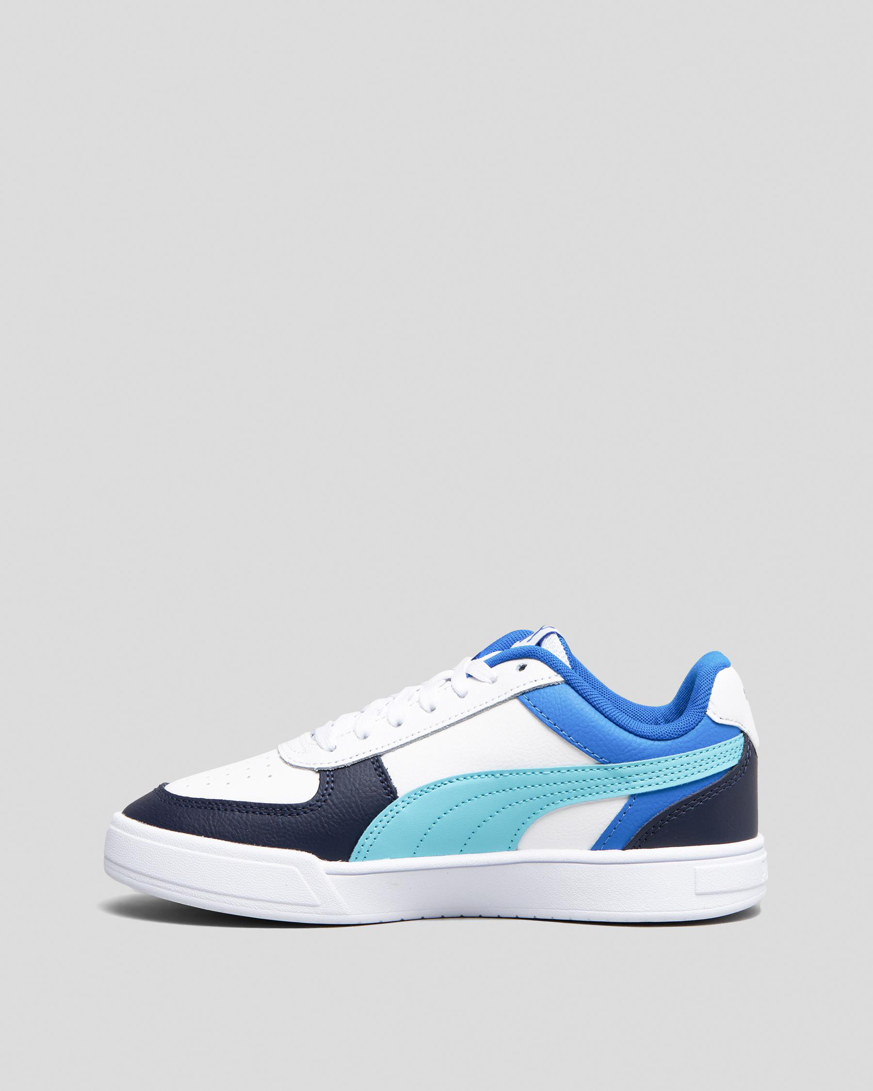 Shop Puma Boys' Caven Block Shoes In Puma White-hero Blue-puma Navy ...