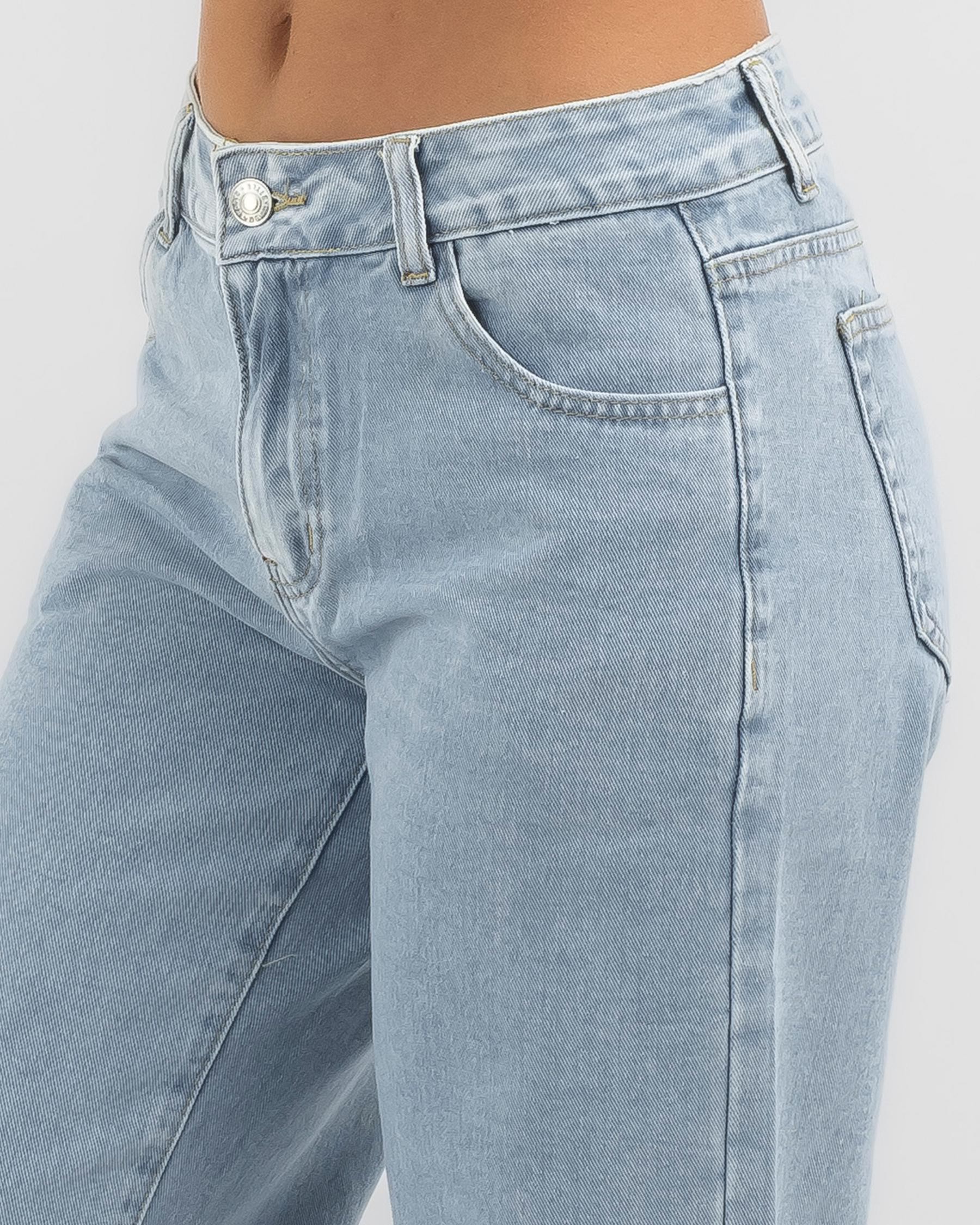 Shop DESU Salem Low Waist Jeans In Light Mid - Fast Shipping & Easy ...