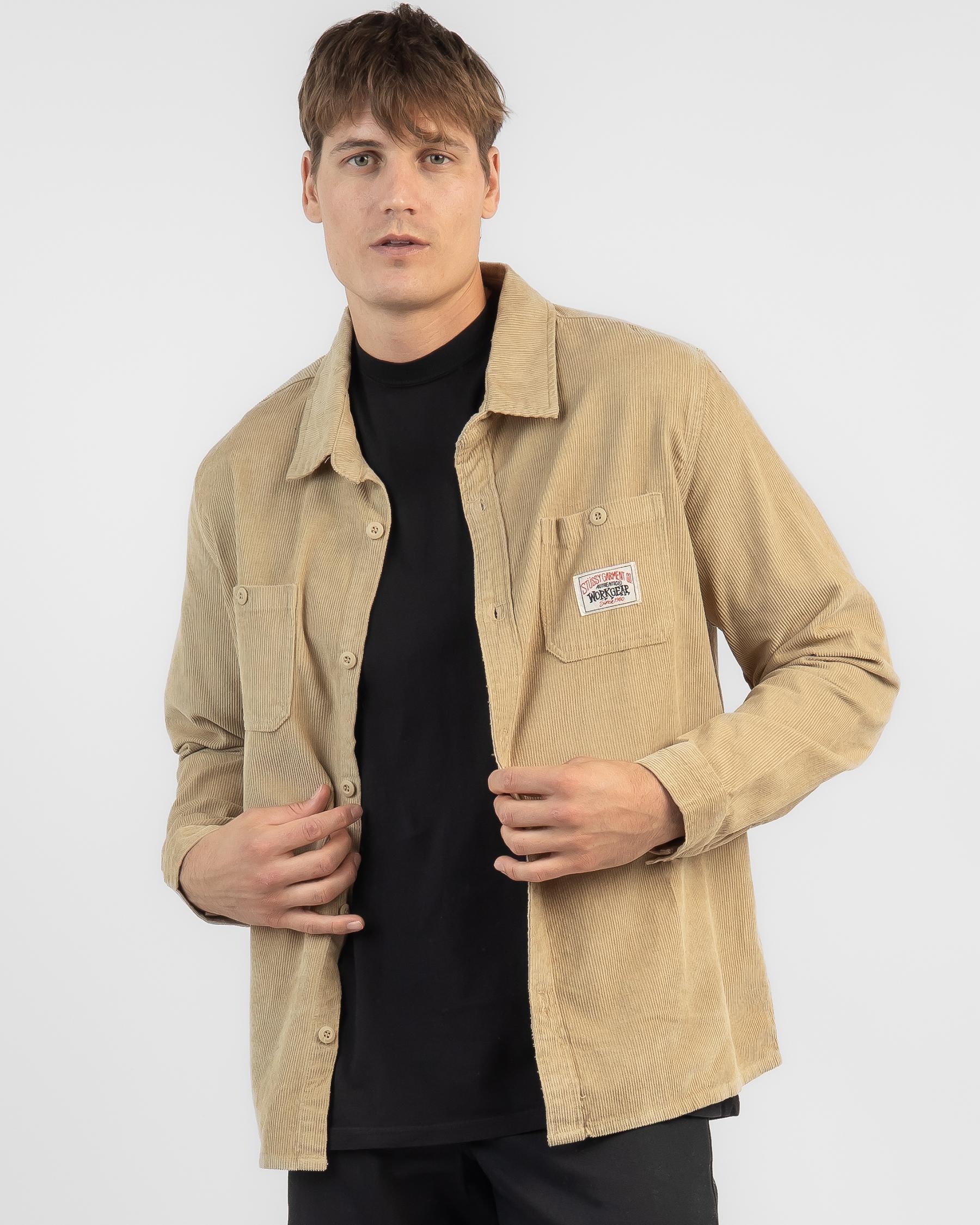 Shop Stussy Cord Authentic Work Long Sleeve Shirt In Penny Brown - Fast ...
