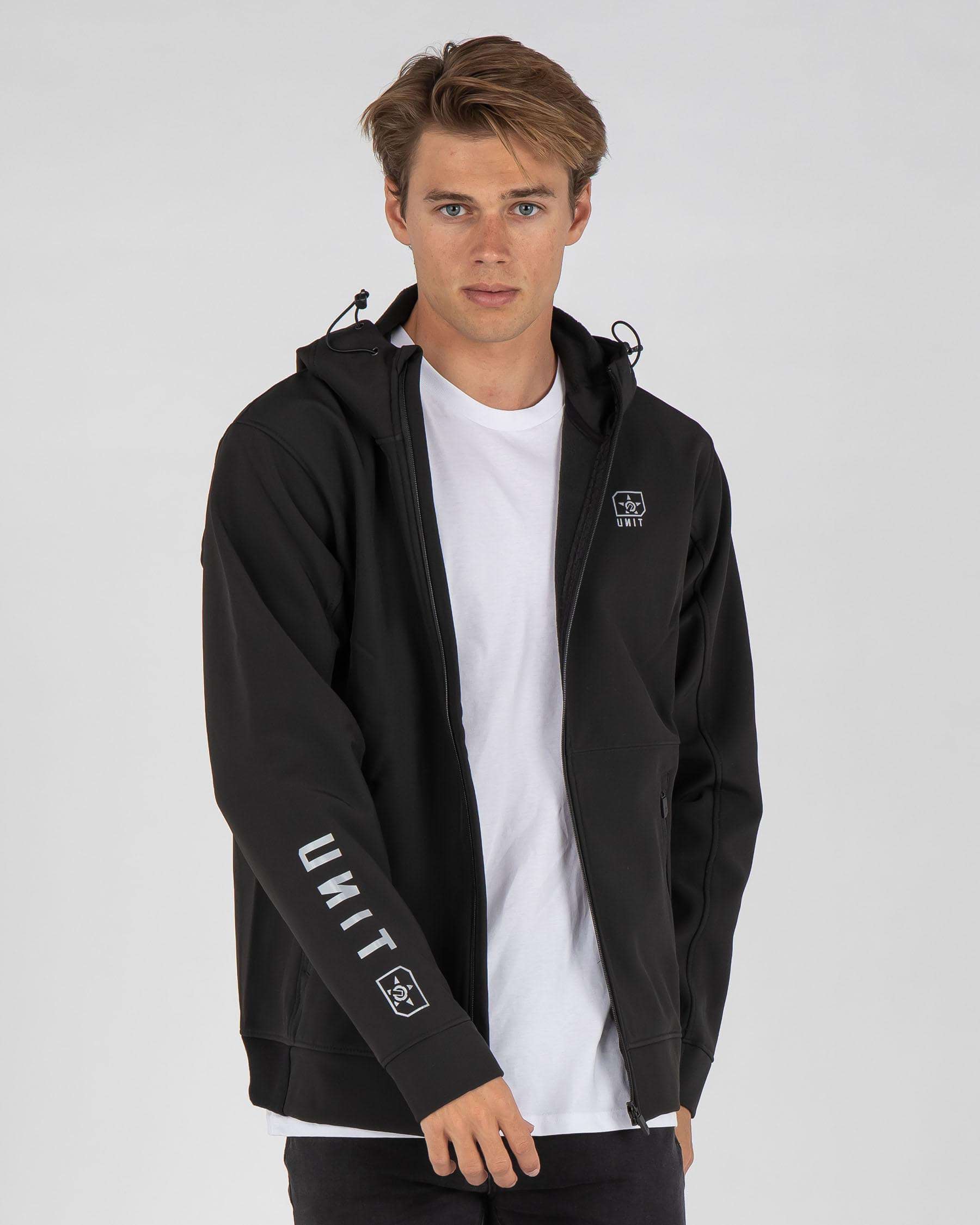 Shop Unit Decade Zip Thru Hooded Jacket In Black - Fast Shipping & Easy ...