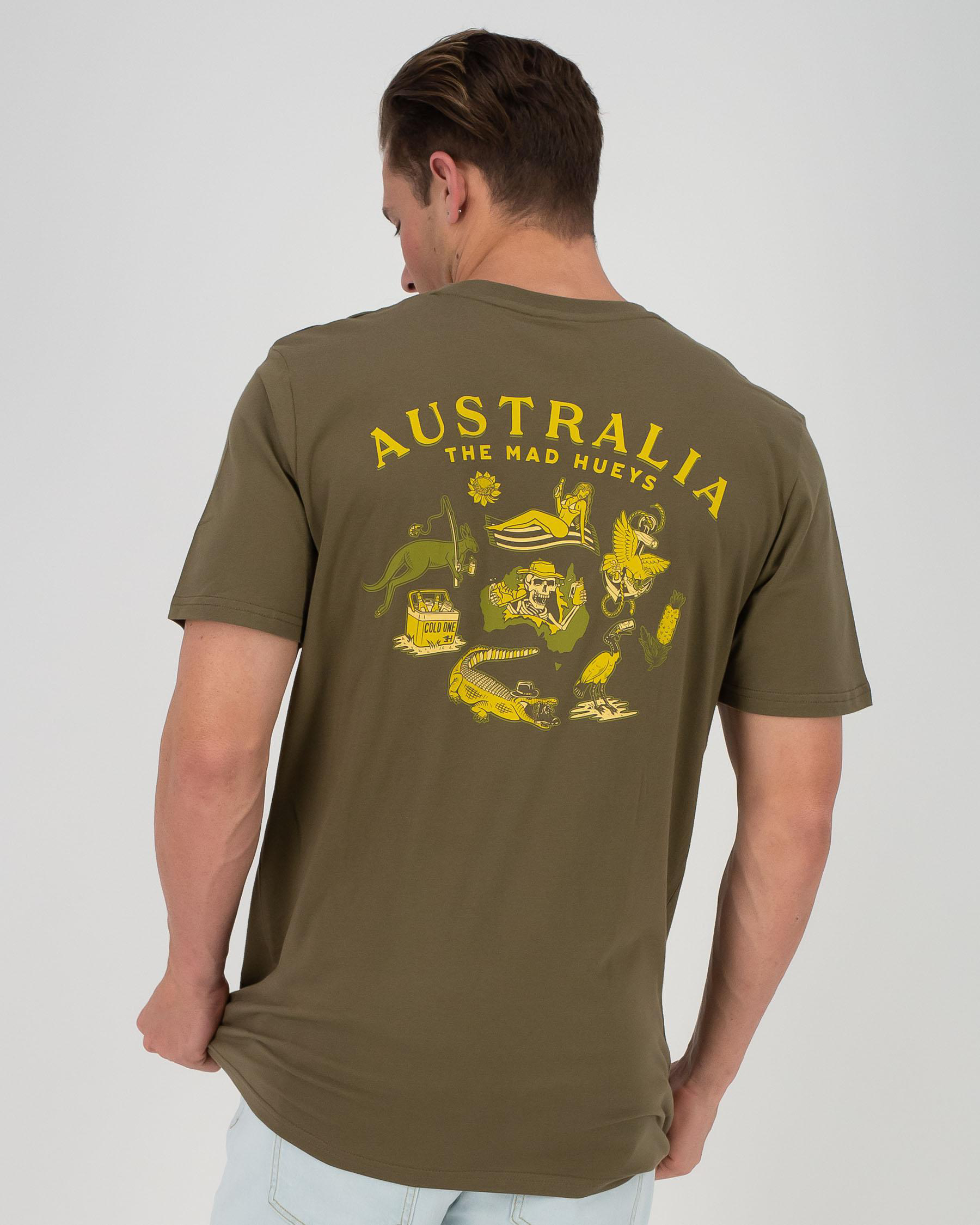 The Mad Hueys Australia T-Shirt In Army Green - Fast Shipping & Easy ...