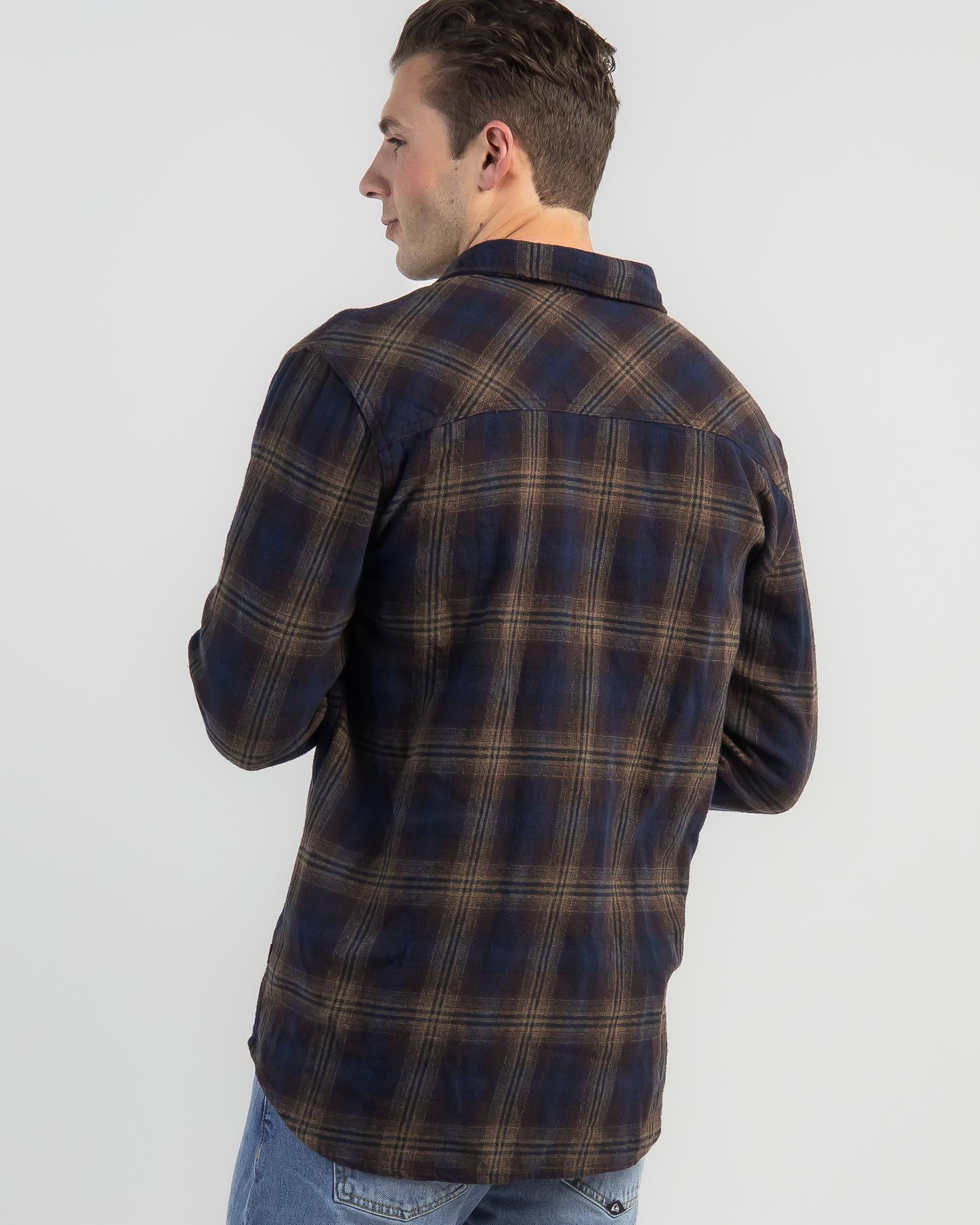 Shop Quiksilver Calling Long Sleeve Flannel In Midnight Navy Rural ...