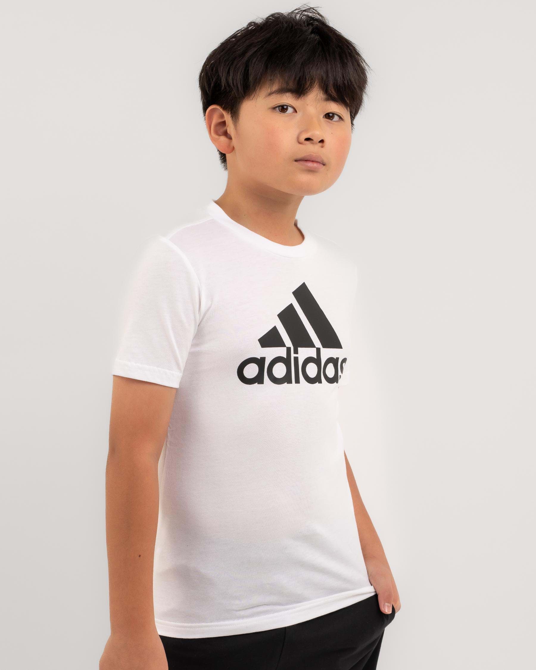 Shop adidas Boys' Big logo T-Shirt In White/black - Fast Shipping ...