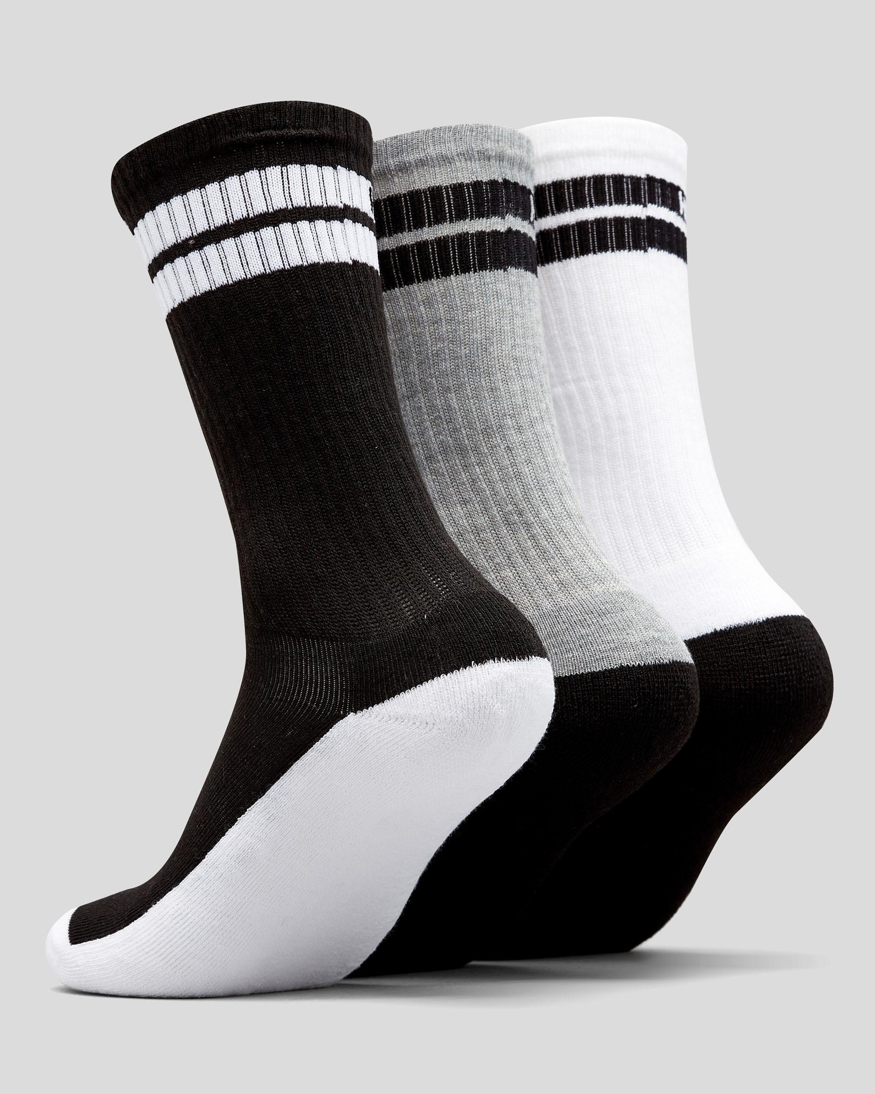 Shop Hurley Boys' Block Party Crew Socks 3 Pack In Dark Grey Heather ...