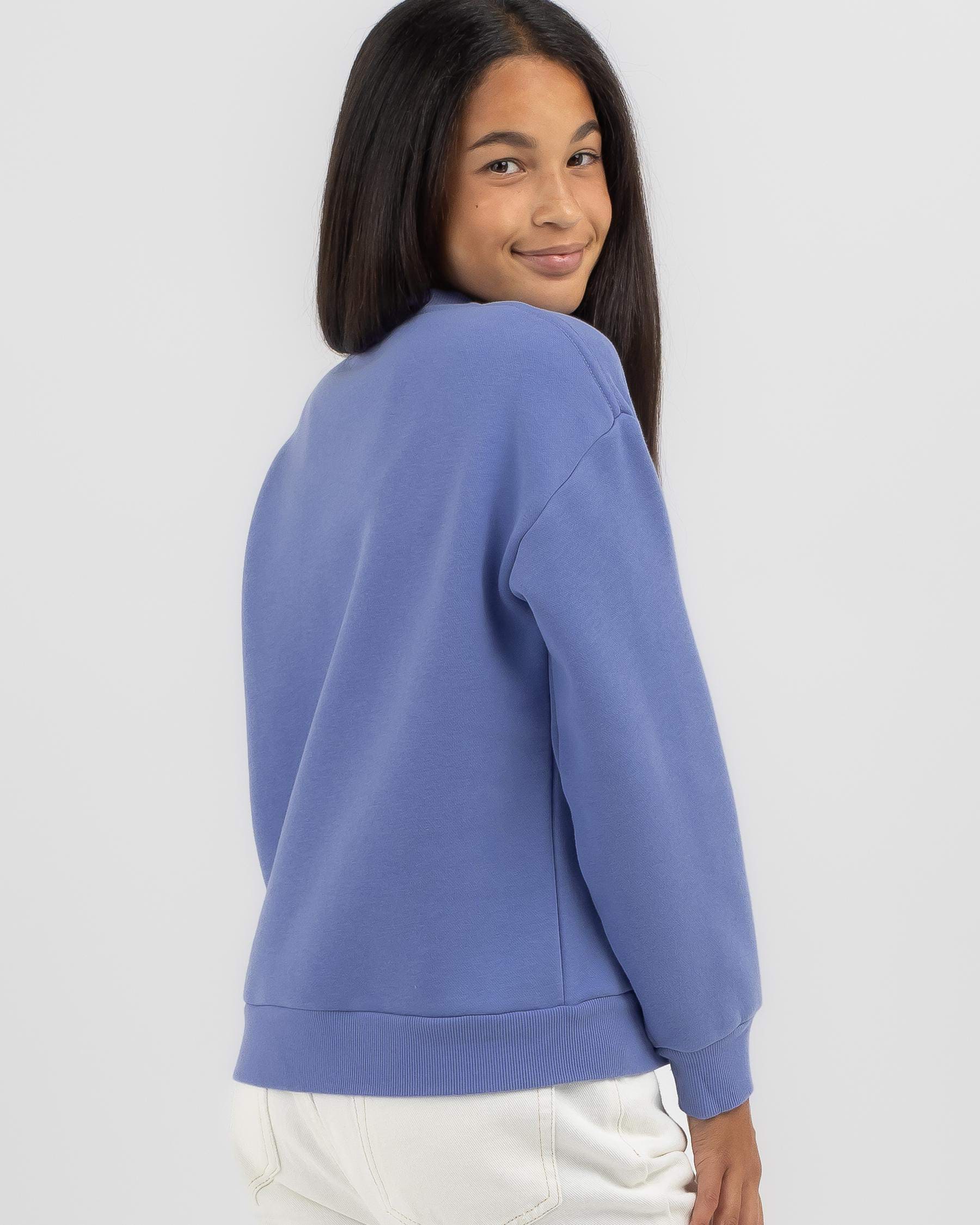 Shop Rusty Girls' Thriving Relaxed Crew Jumper In Periwinkle Blue ...