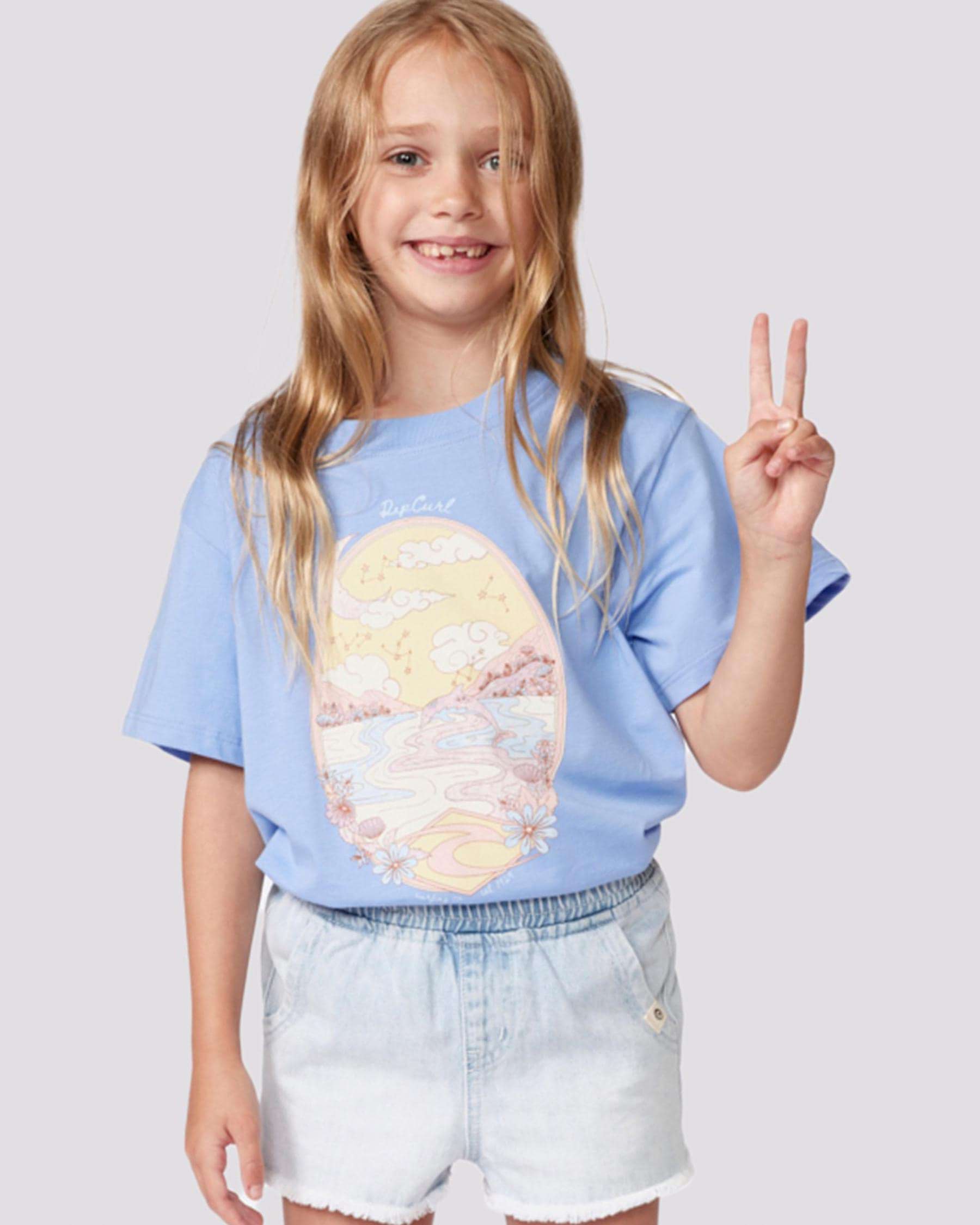 Rip Curl Toddlers' Moonflower Tides T-Shirt In Mid Blue - Fast Shipping ...
