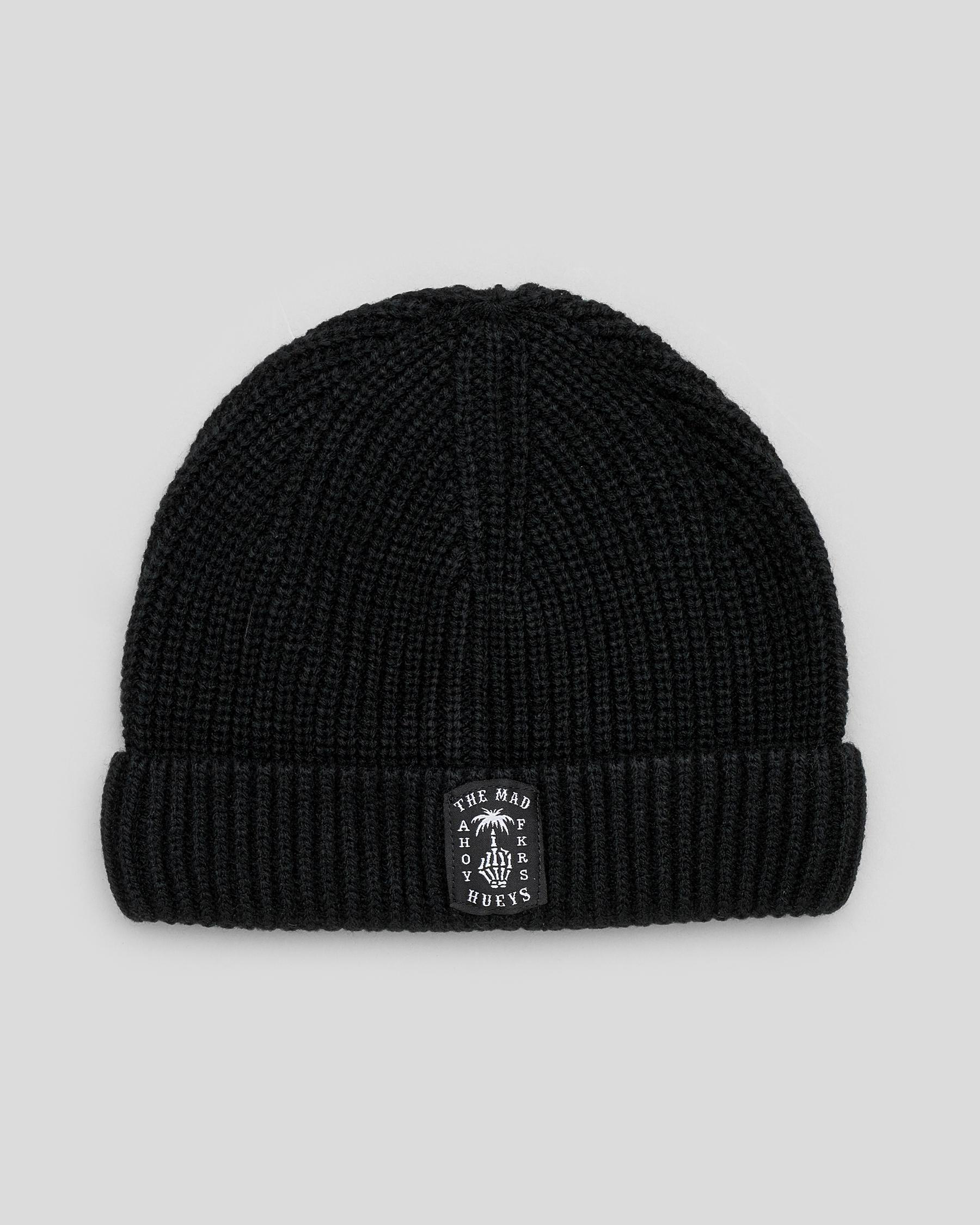 The Mad Hueys Ahoy Wharfie Beanie In Black - Fast Shipping & Easy ...