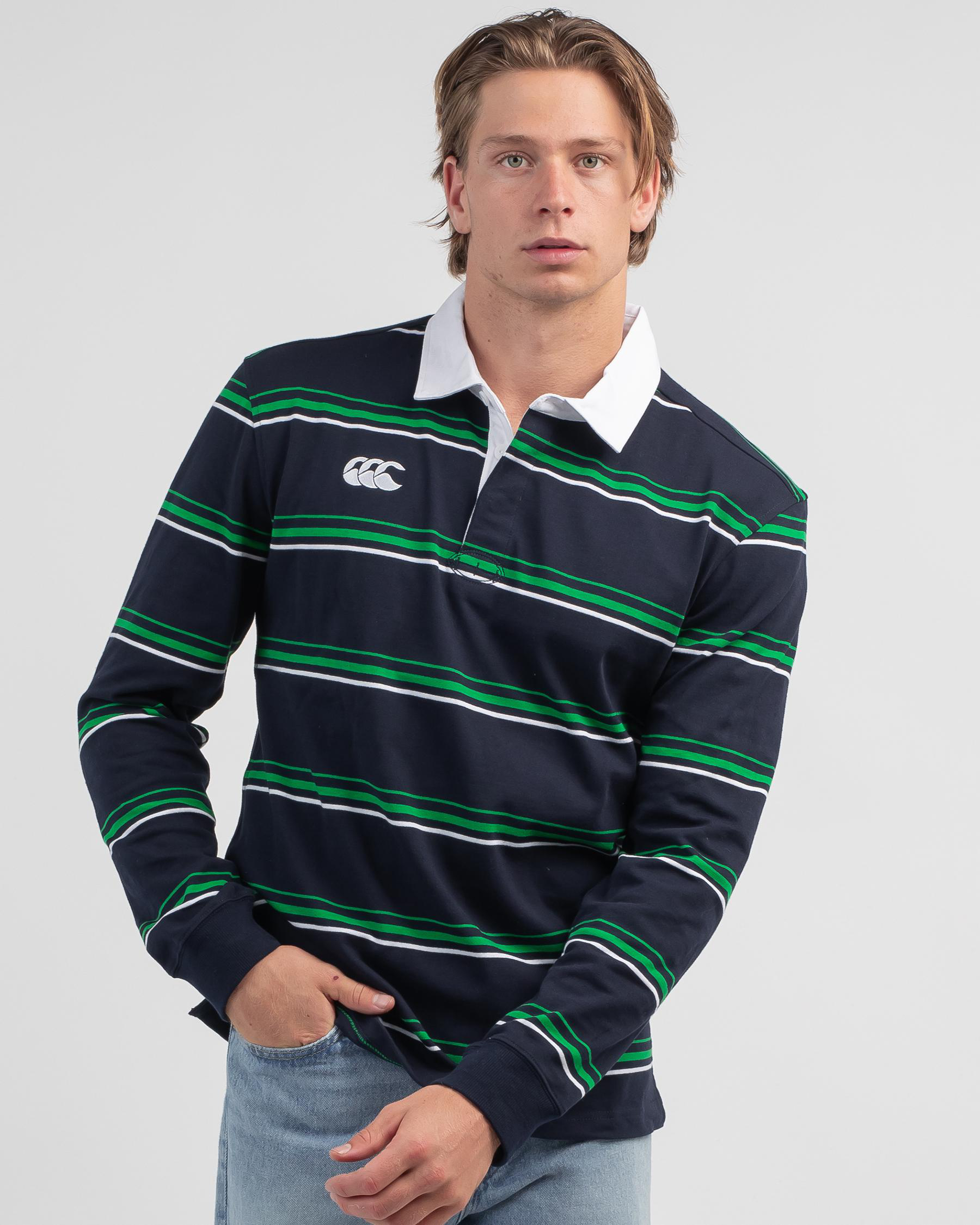 Shop Canterbury Yarn Dye Stripe Rugby Long Sleeve Shirt In Navy - Fast ...