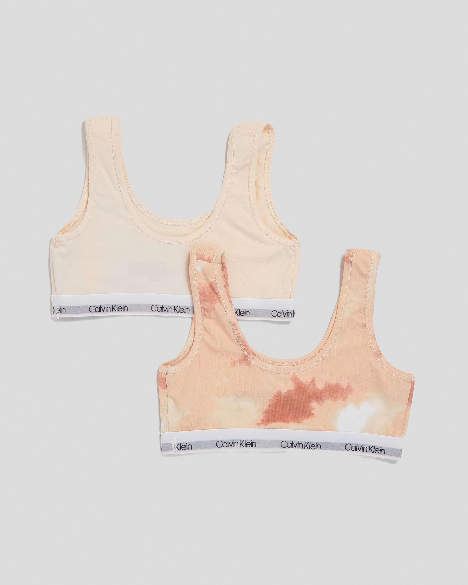 Shop Calvin Klein Girls Modern Cotton Bralette Pack In Warm Tie Dye Fast Shipping And Easy 7050