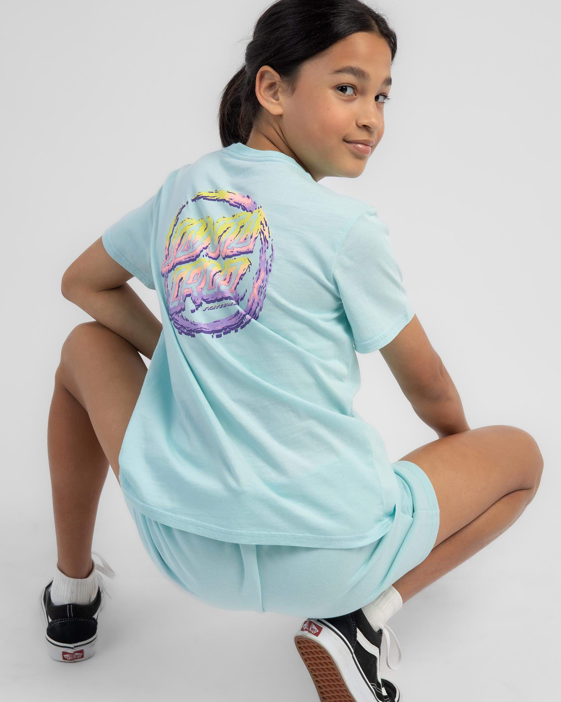 Shop Santa Cruz Girls' Throwdown Dot T-Shirt In Aqua - Fast Shipping ...