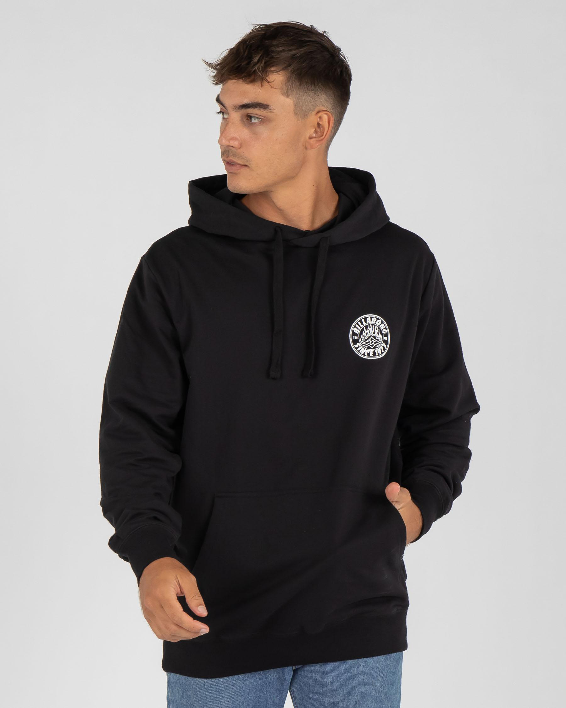 Shop Billabong Flame Logo Hoodie In Black/white - Fast Shipping & Easy ...