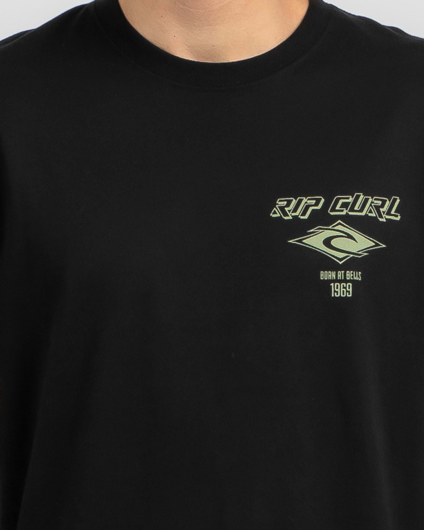 Shop Rip Curl Fade Out Icon T-Shirt In Black/ Green - Fast Shipping ...