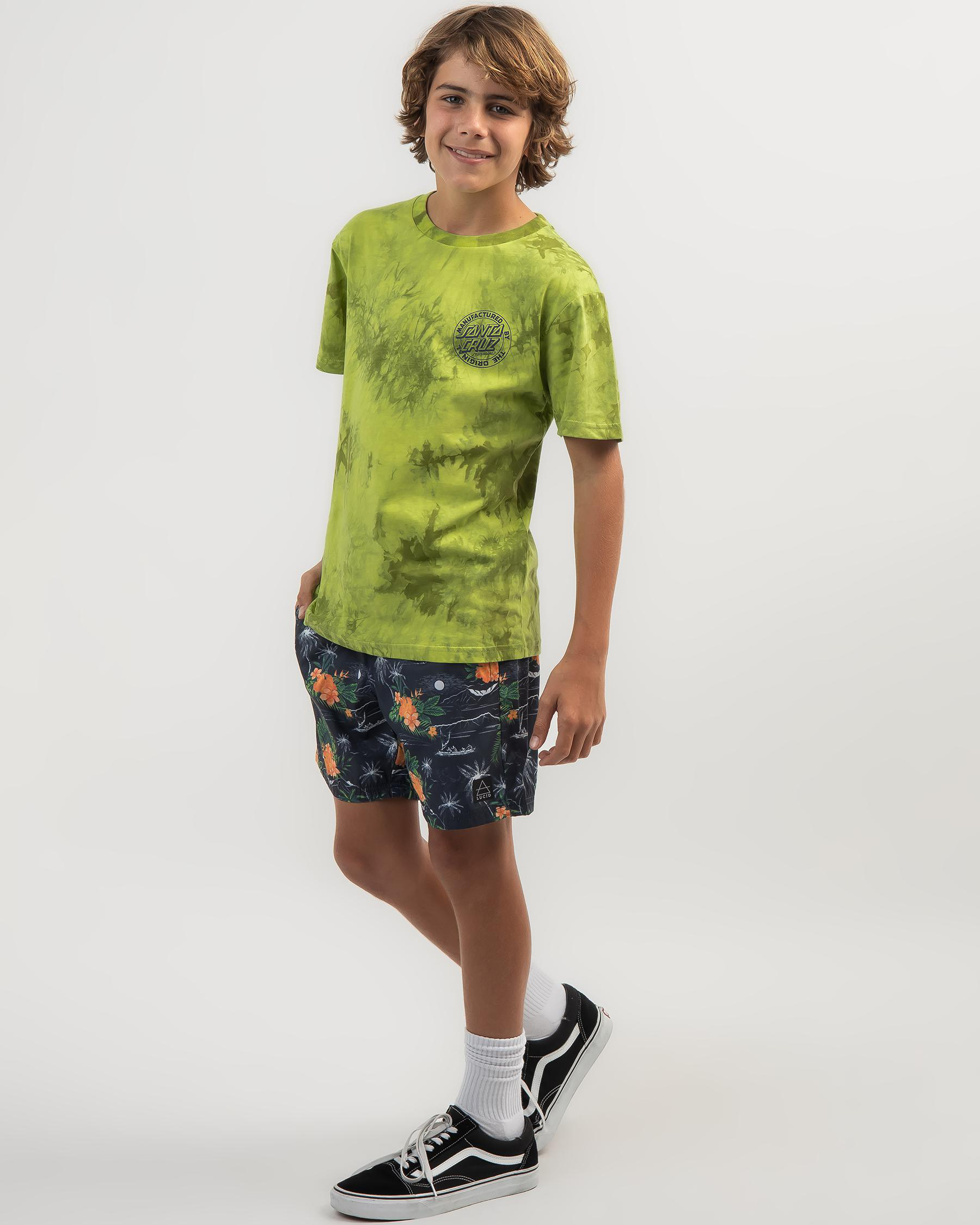 Shop Santa Cruz Boys' MFG Dot T-Shirt In Lime Tie Dye - Fast Shipping ...