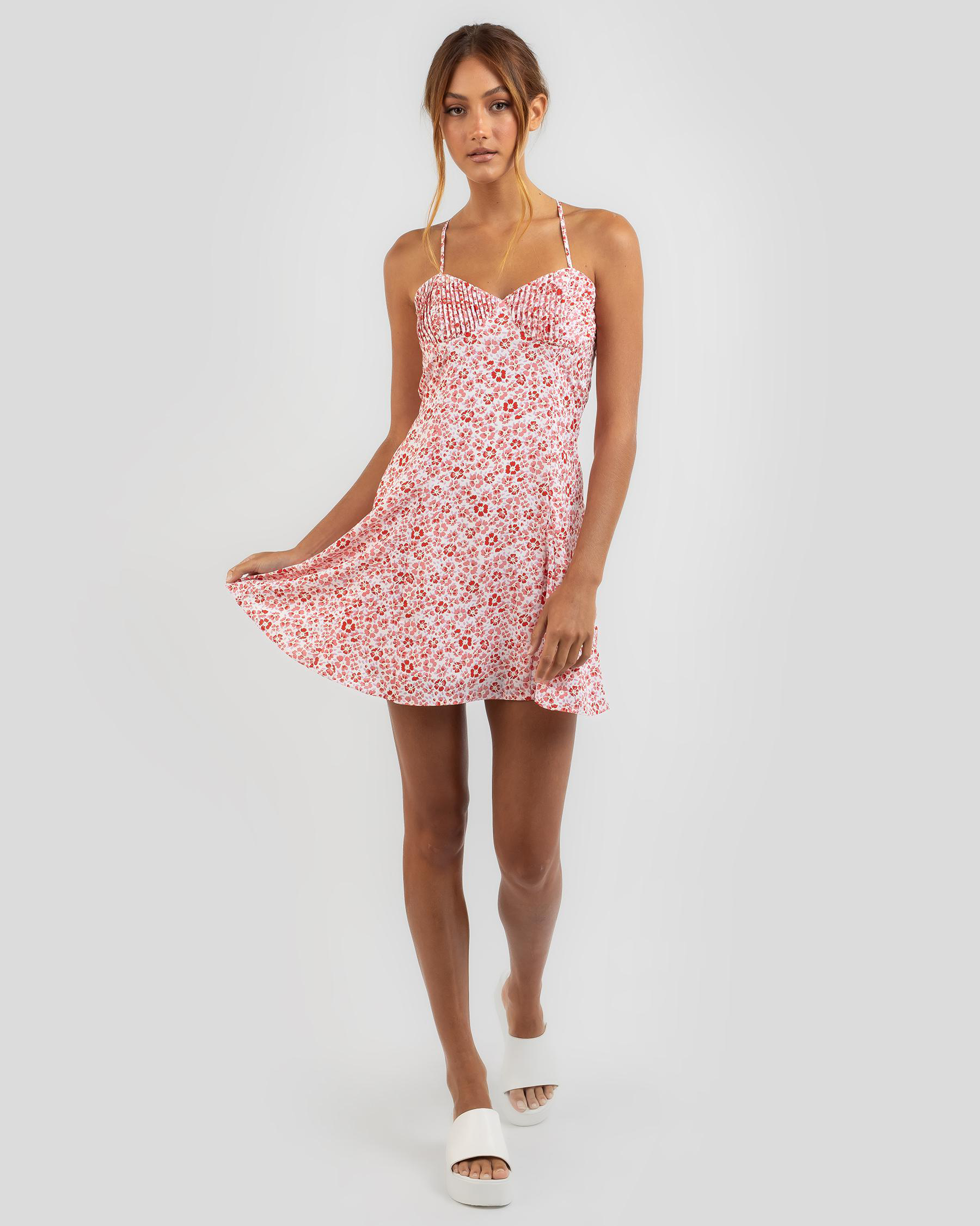 Shop Mint Vanilla Oakleigh Dress In Red Floral - Fast Shipping & Easy ...