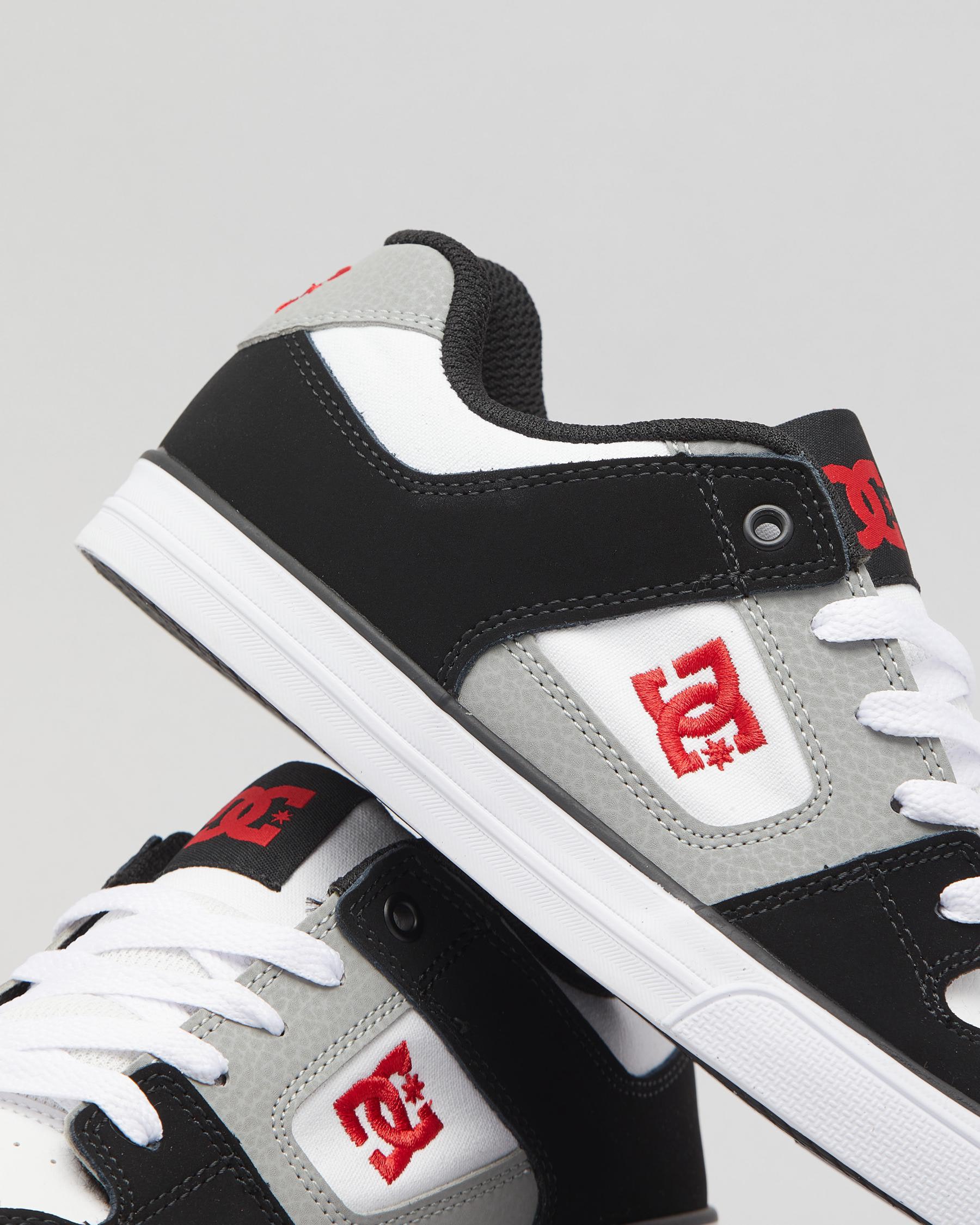 Shop DC Shoes Boys' Pure Shoes In White/black/red - Fast Shipping ...