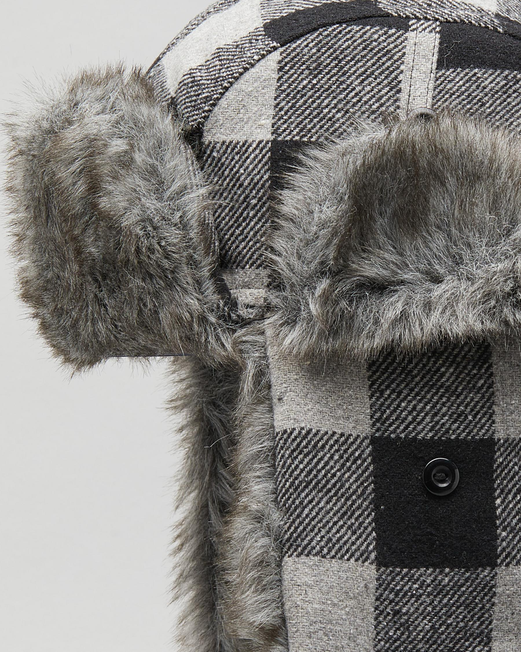 Shearling Sheepskin Buffalo Check Fudd Hat for Men: