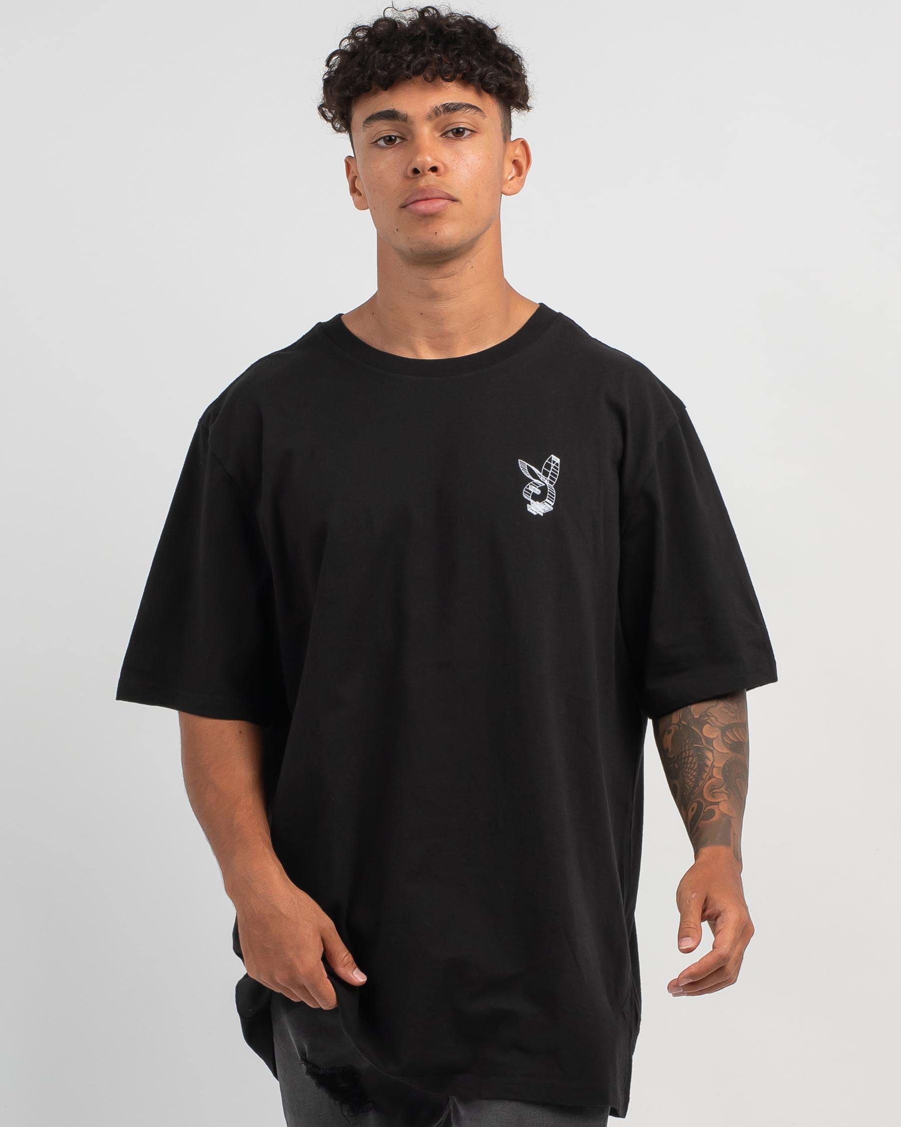 Playboy 3D Stacked T-Shirt In Black - Fast Shipping & Easy Returns ...