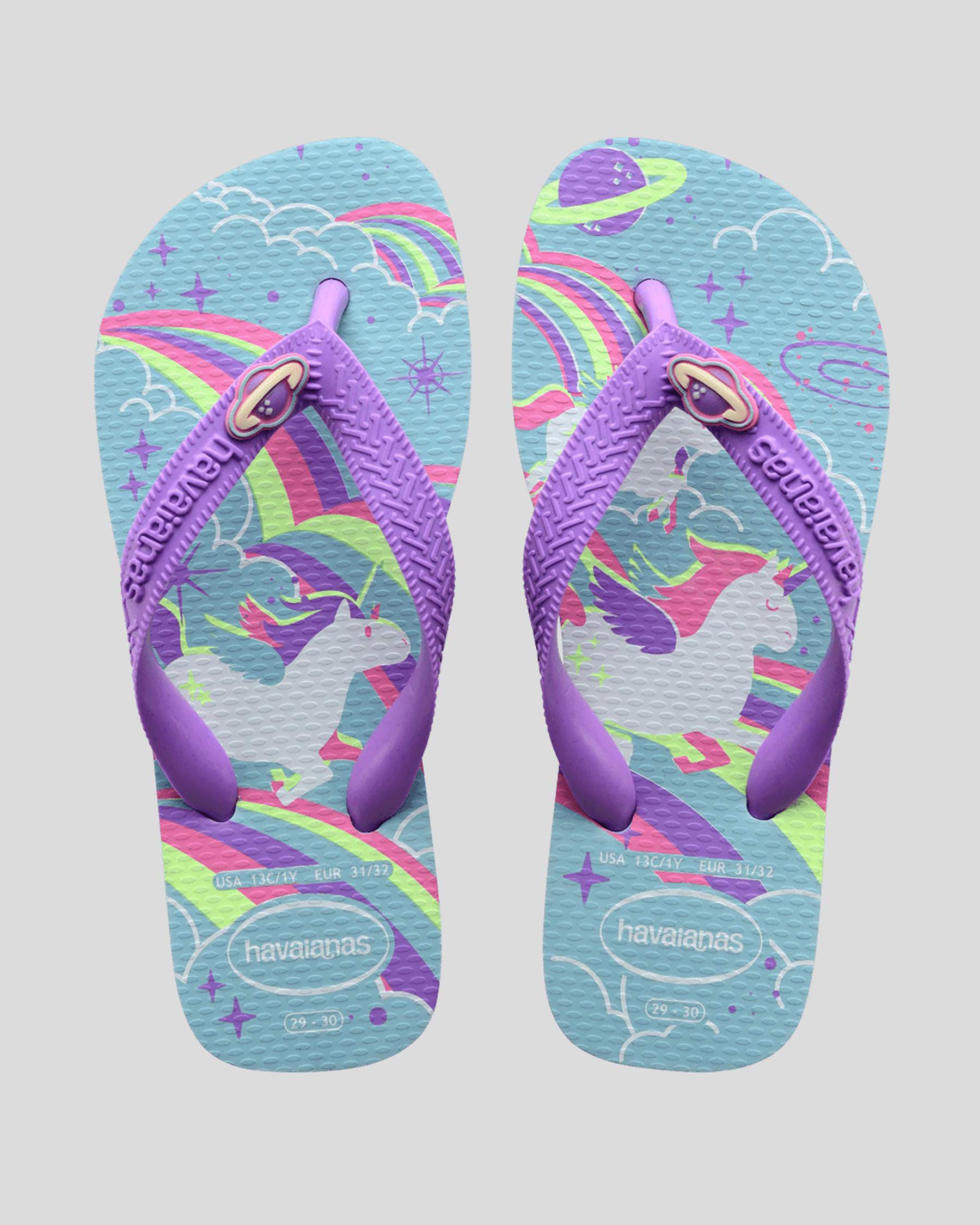 Shop Havaianas Kids' Top Fantasy Thongs In Blue Water - Fast Shipping ...