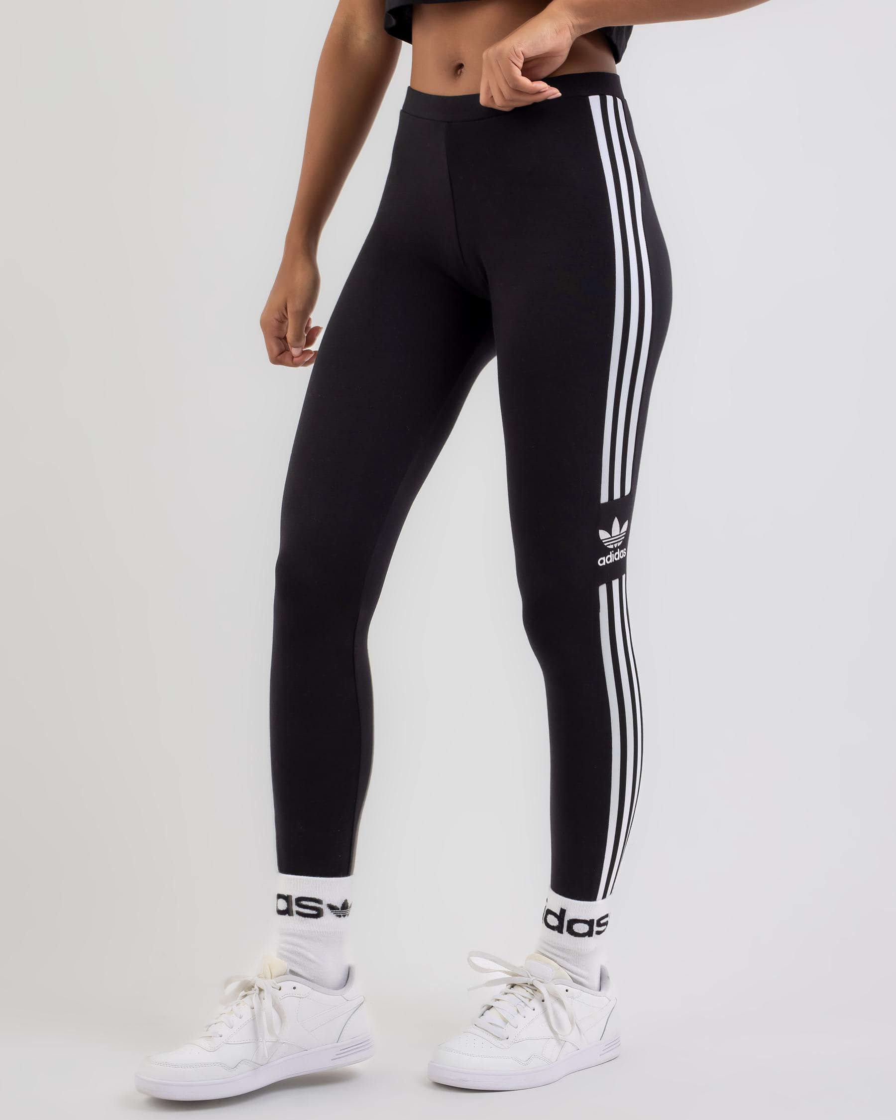 Adidas Originals Black/White 3 Stripe Women's Leggings (XL) New