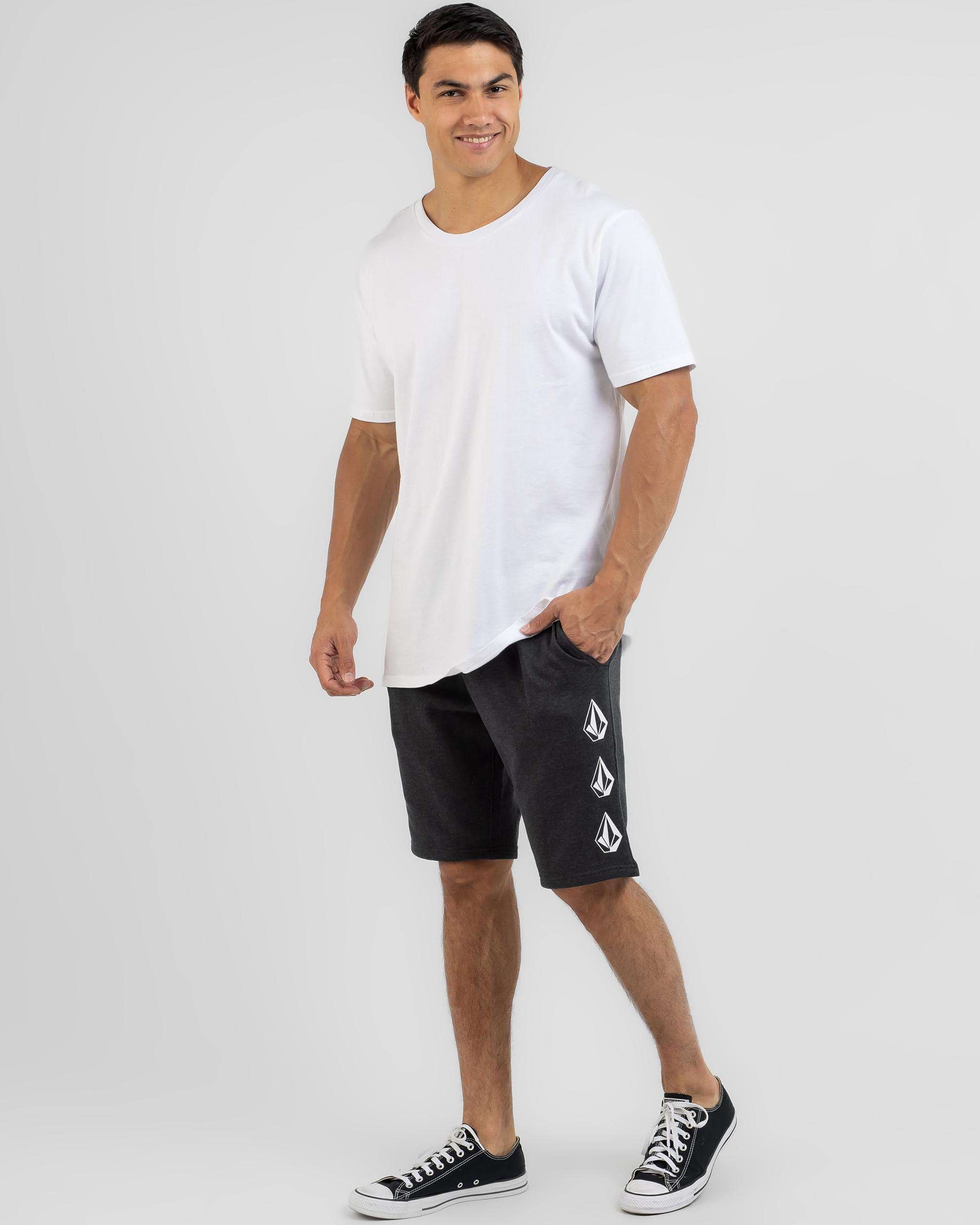 Shop Volcom Roundabout Fleece Shorts In Heather Black - Fast Shipping ...