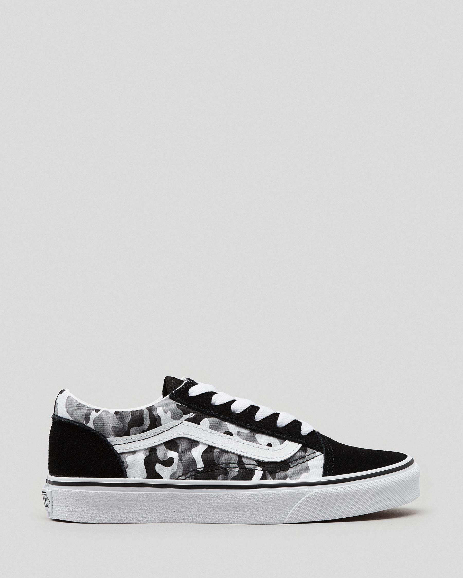 Shop Vans Boys' Old Skool Shoes In Black/true White - Fast Shipping ...