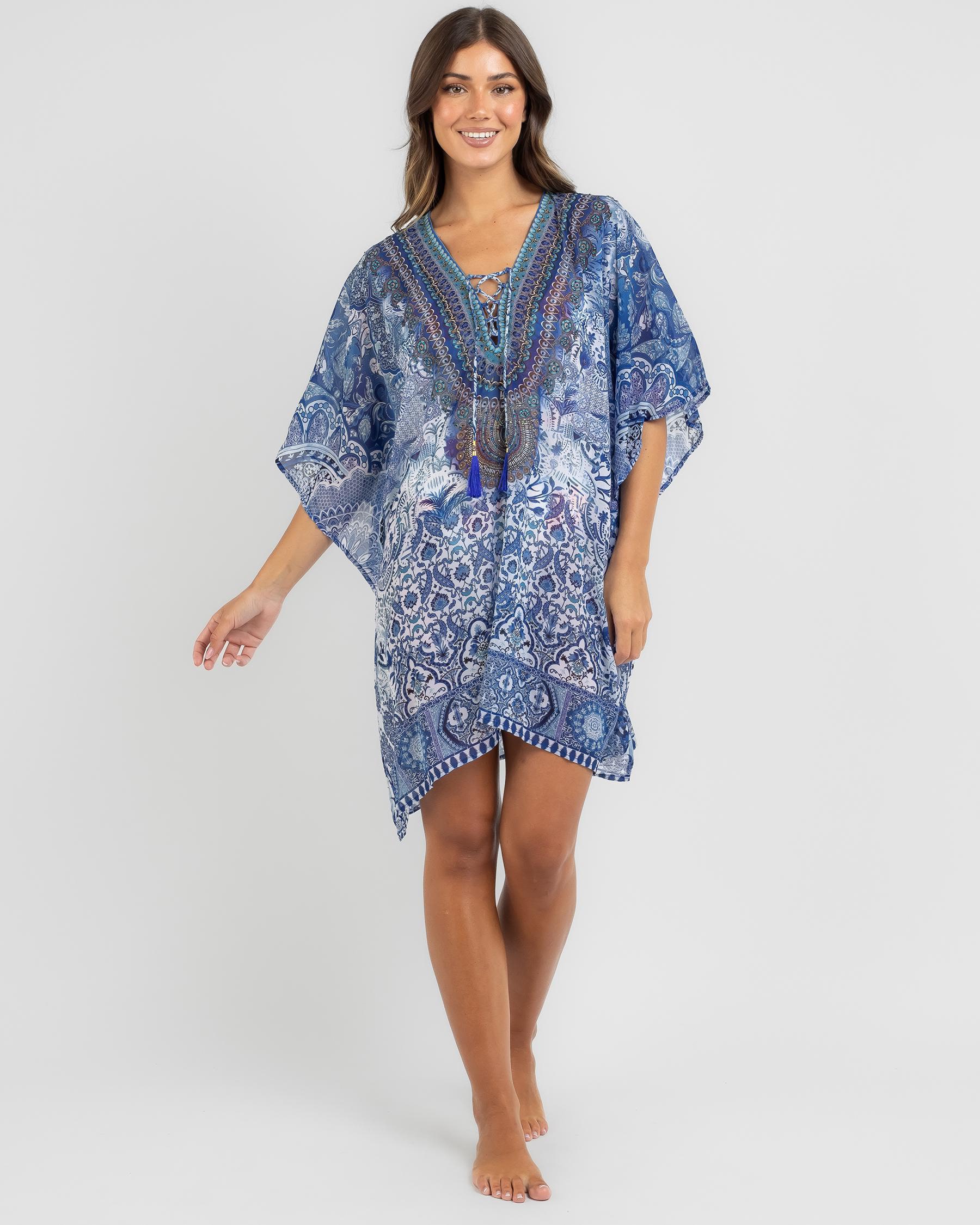 Kaiami Fortuna Kaftan Beach Cover In Blue - FREE* Shipping & Easy ...